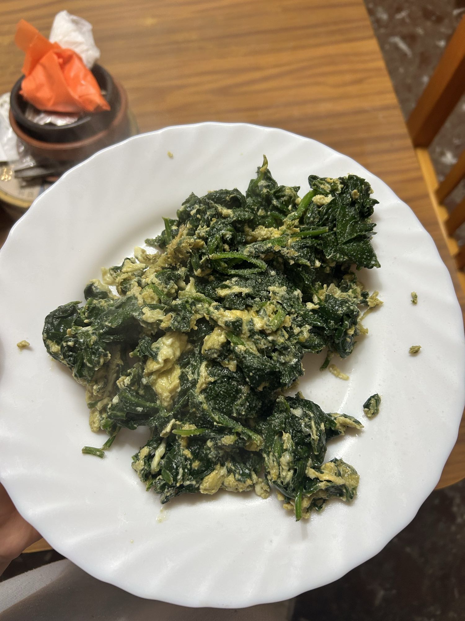 Revuelto de espinacas y huevo