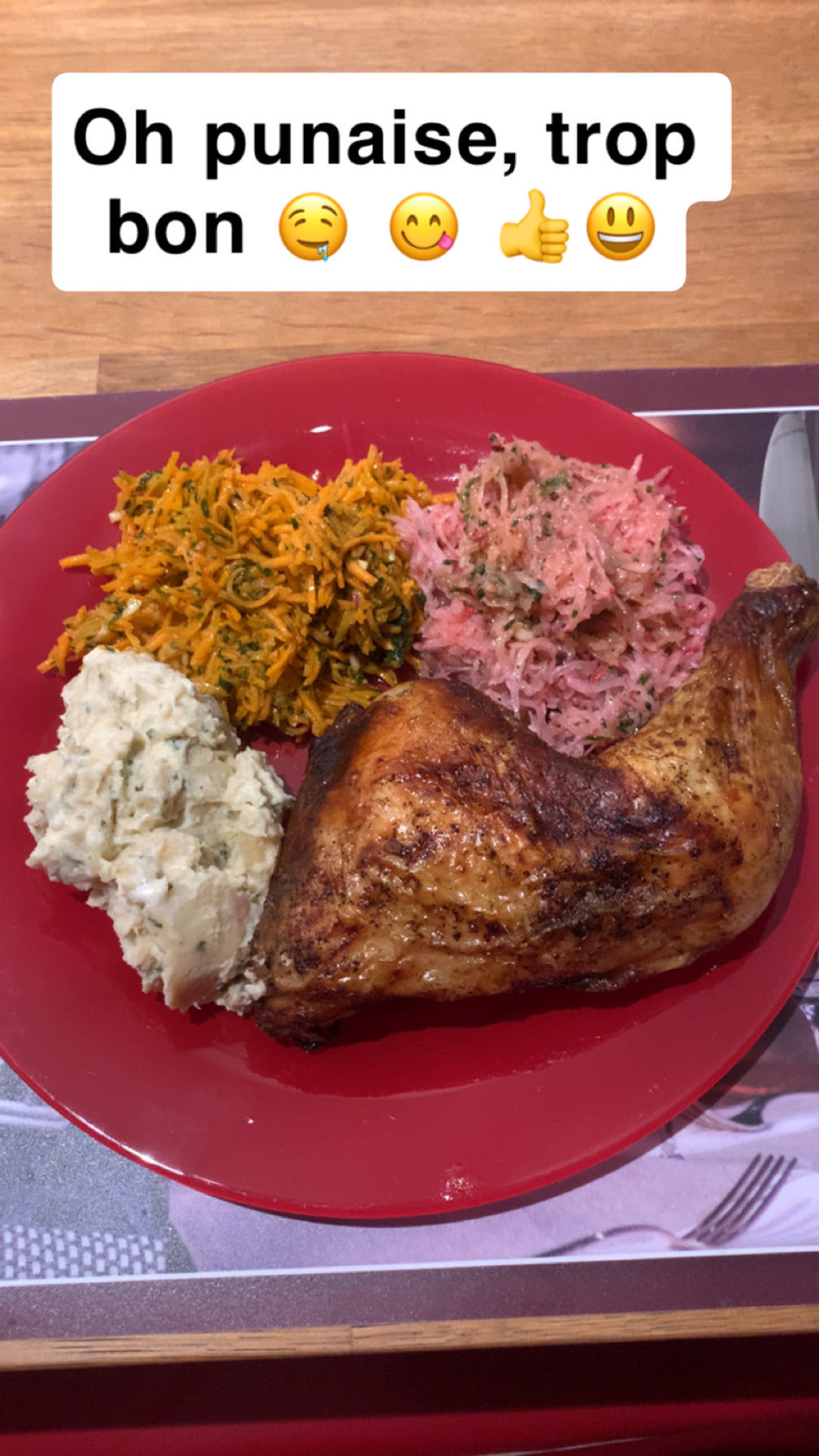 Poulet et crudités