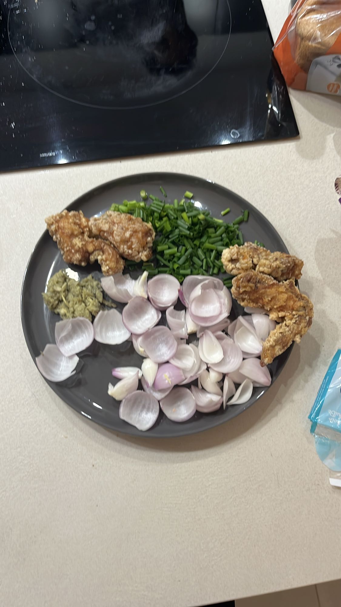 Poulet frit et légumes