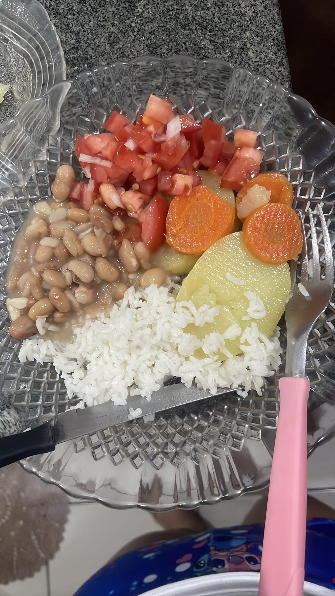 Arroz, feijão e legumes