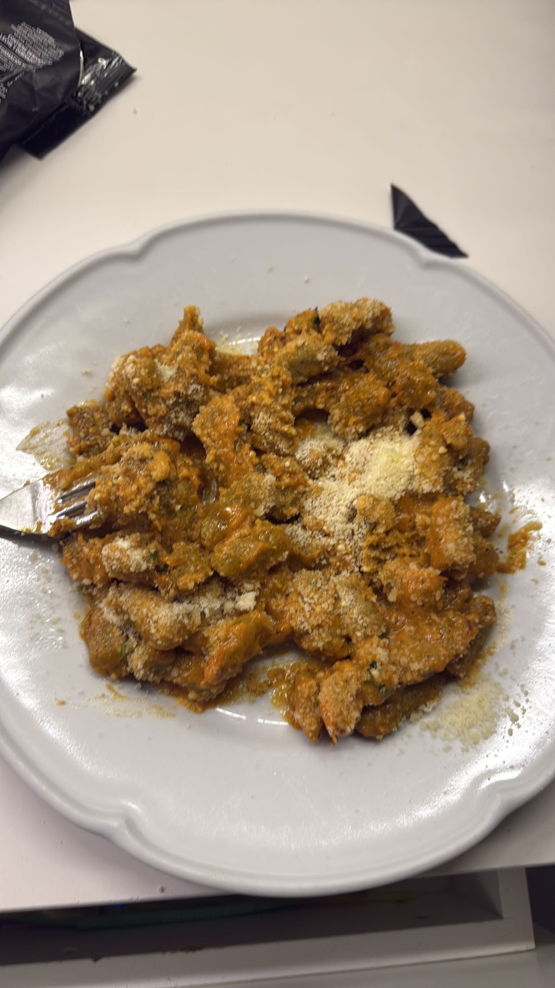 pasta con salsa y queso