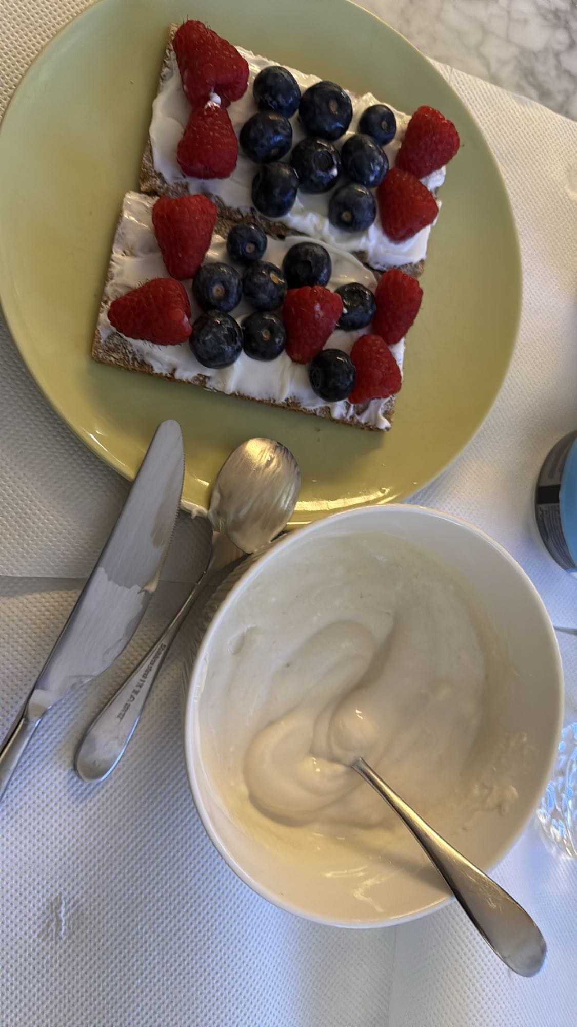 Τραγανό ψωμί με γιαούρτι και μούρα