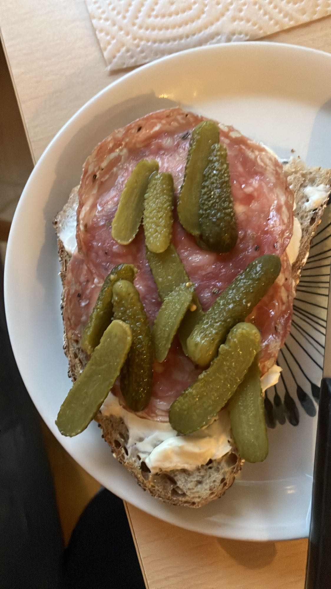 Pão com salame e picles