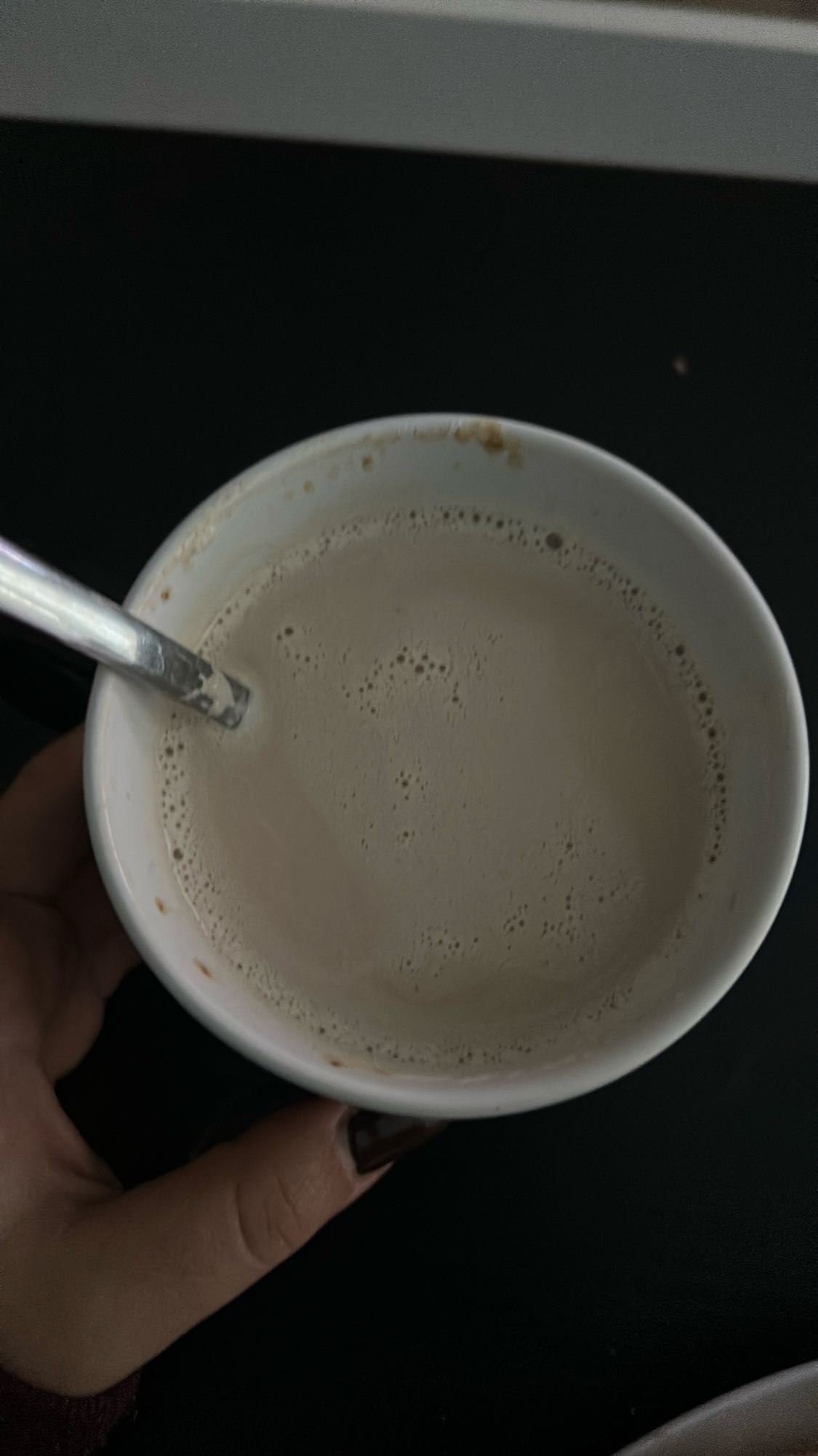leche desnatada con Meritene café descafeinado