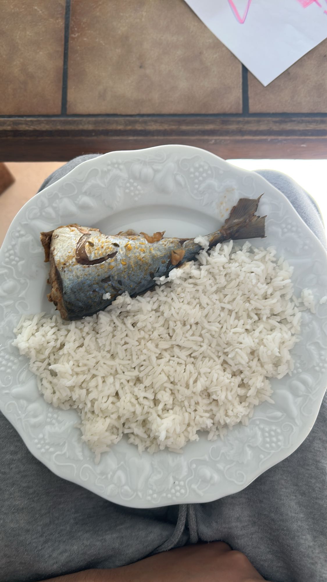 Riz blanc et poisson
