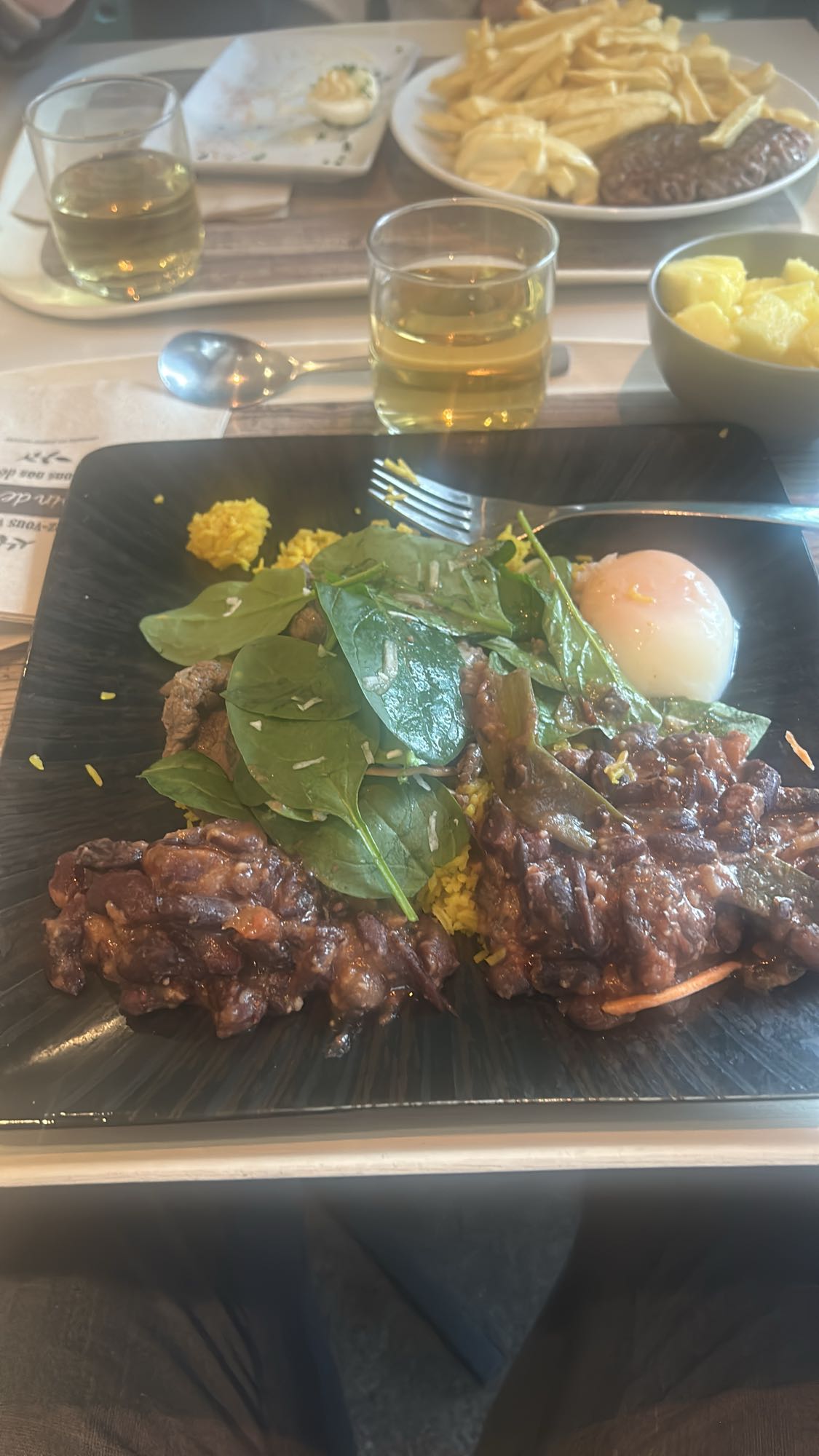 Boeuf, riz et épinards