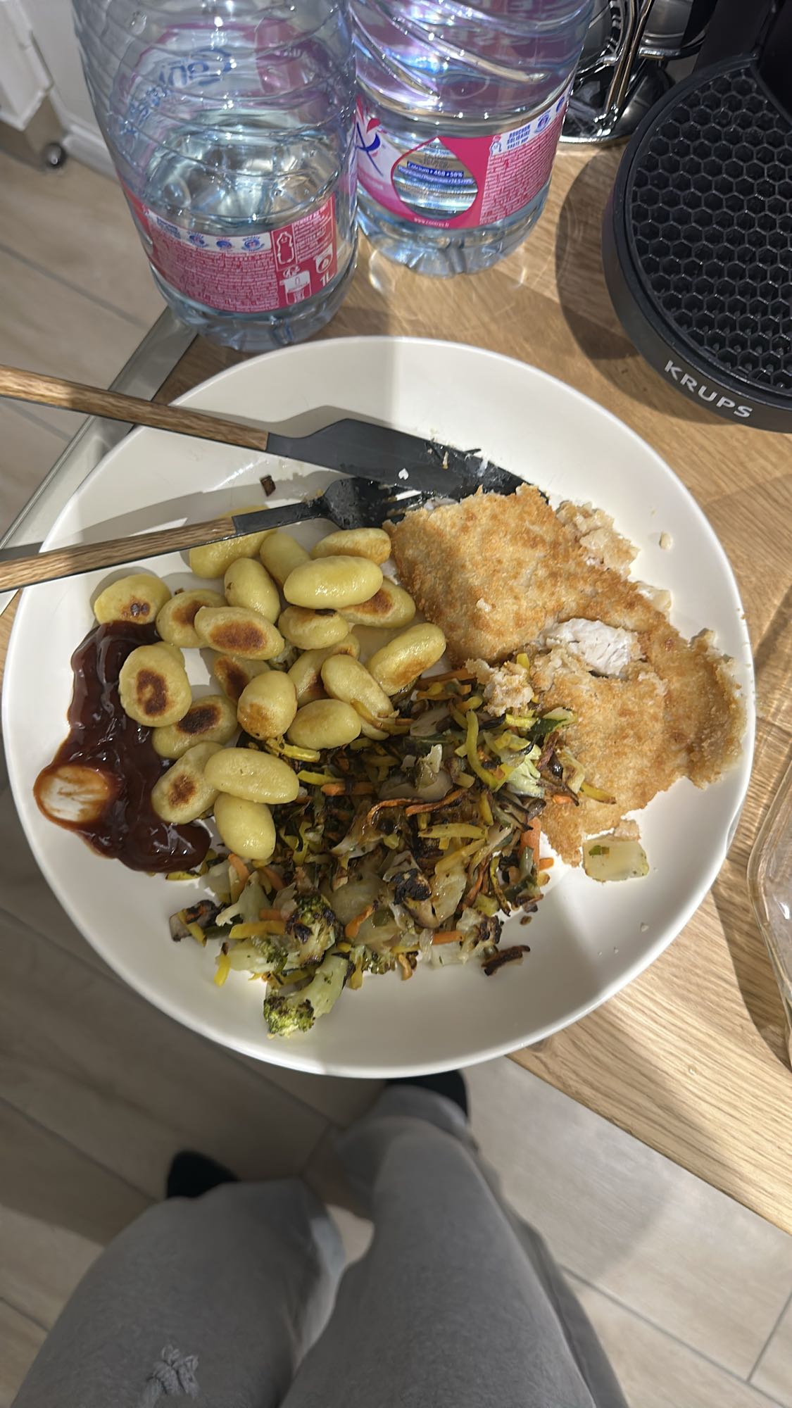 Poisson pané et gnocchis