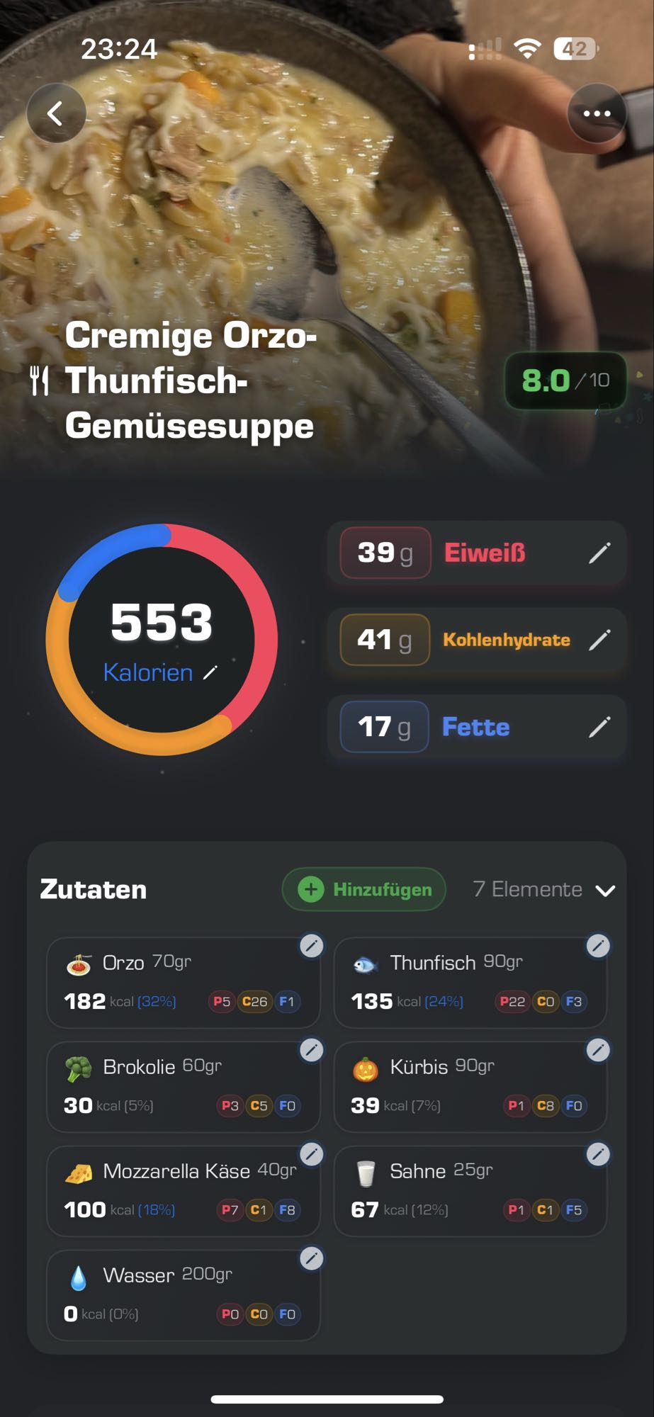 Orzo-Thunfisch-Suppe