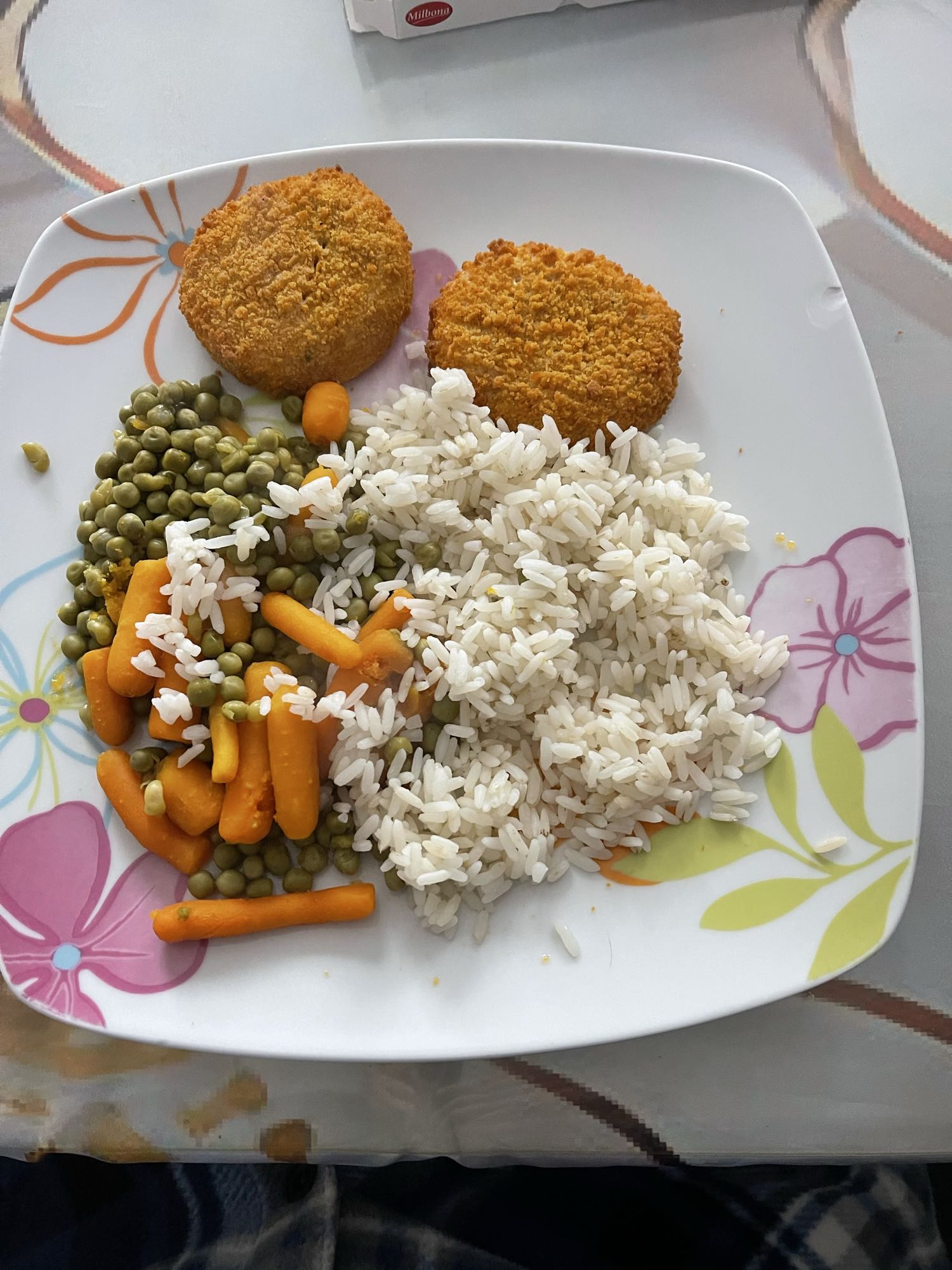 Galettes, riz, légumes