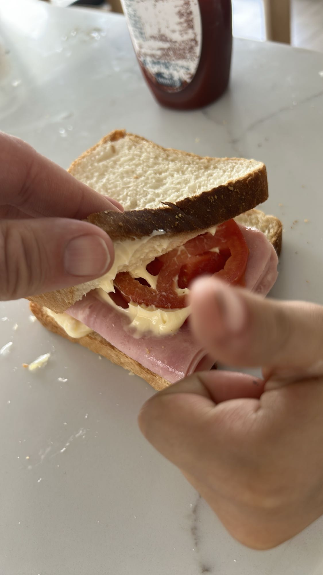 Sándwich de jamón y tomate