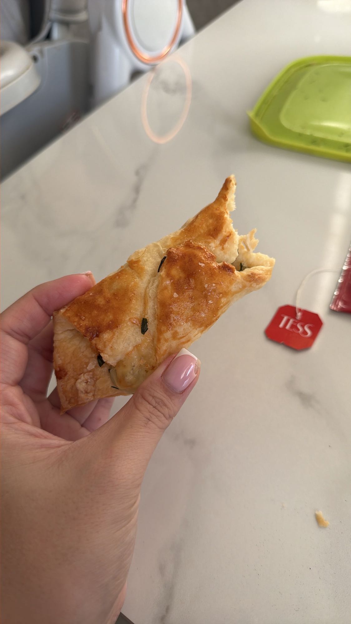 Слойка с сыром и зеленью + половина такой слойки