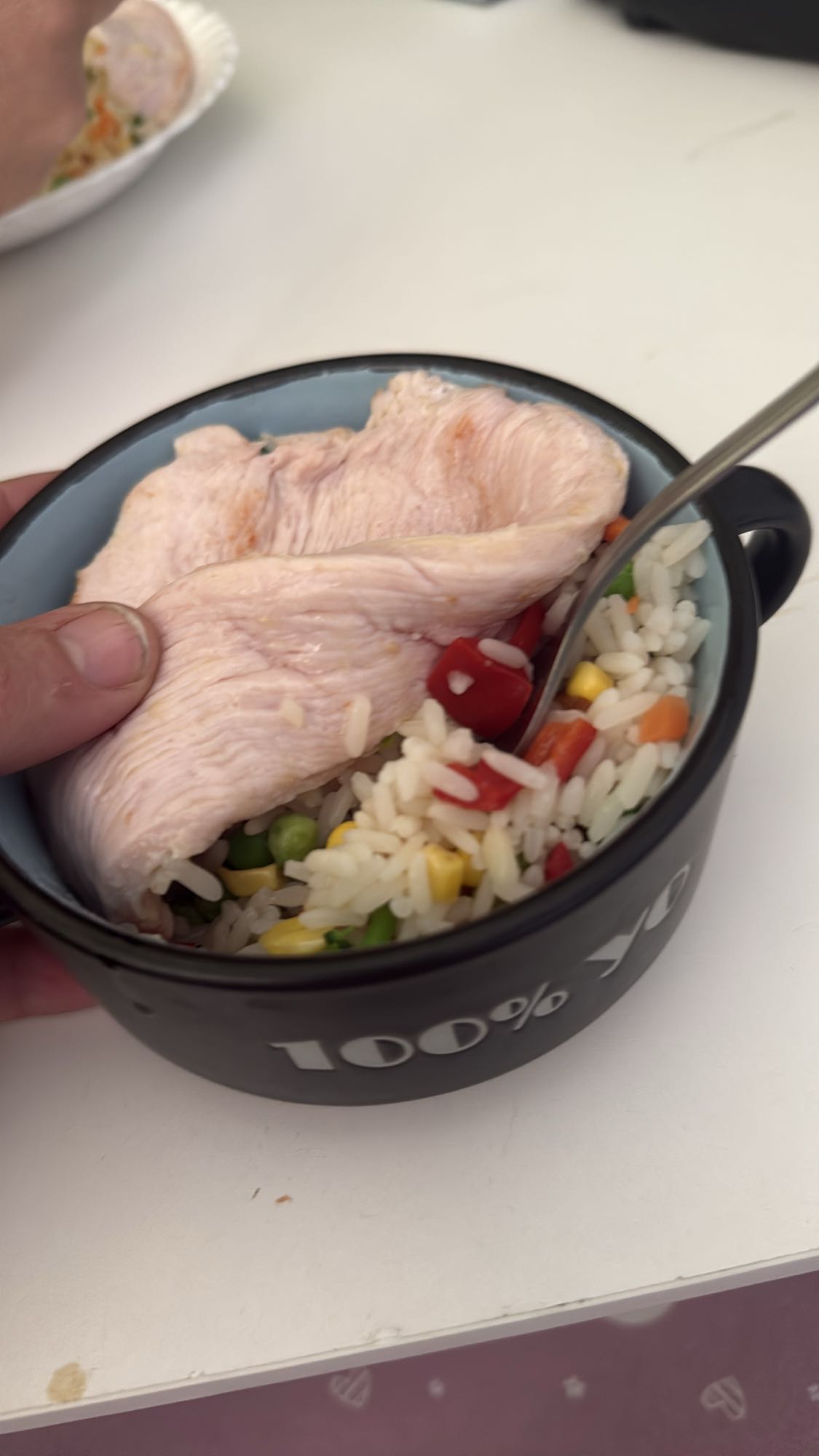 Filete de pavo con arroz y verduras