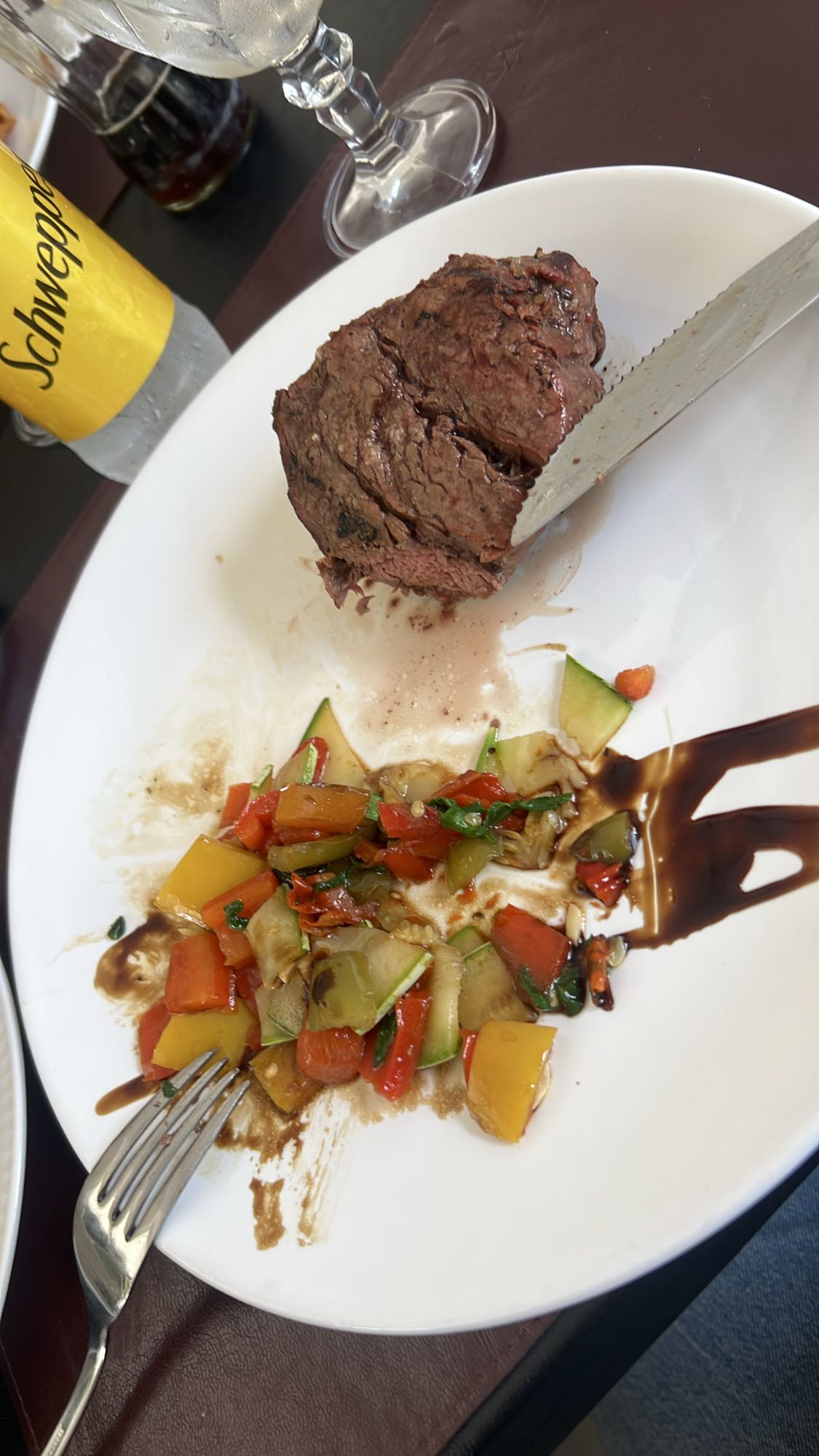 Beef steak with grilled veggies