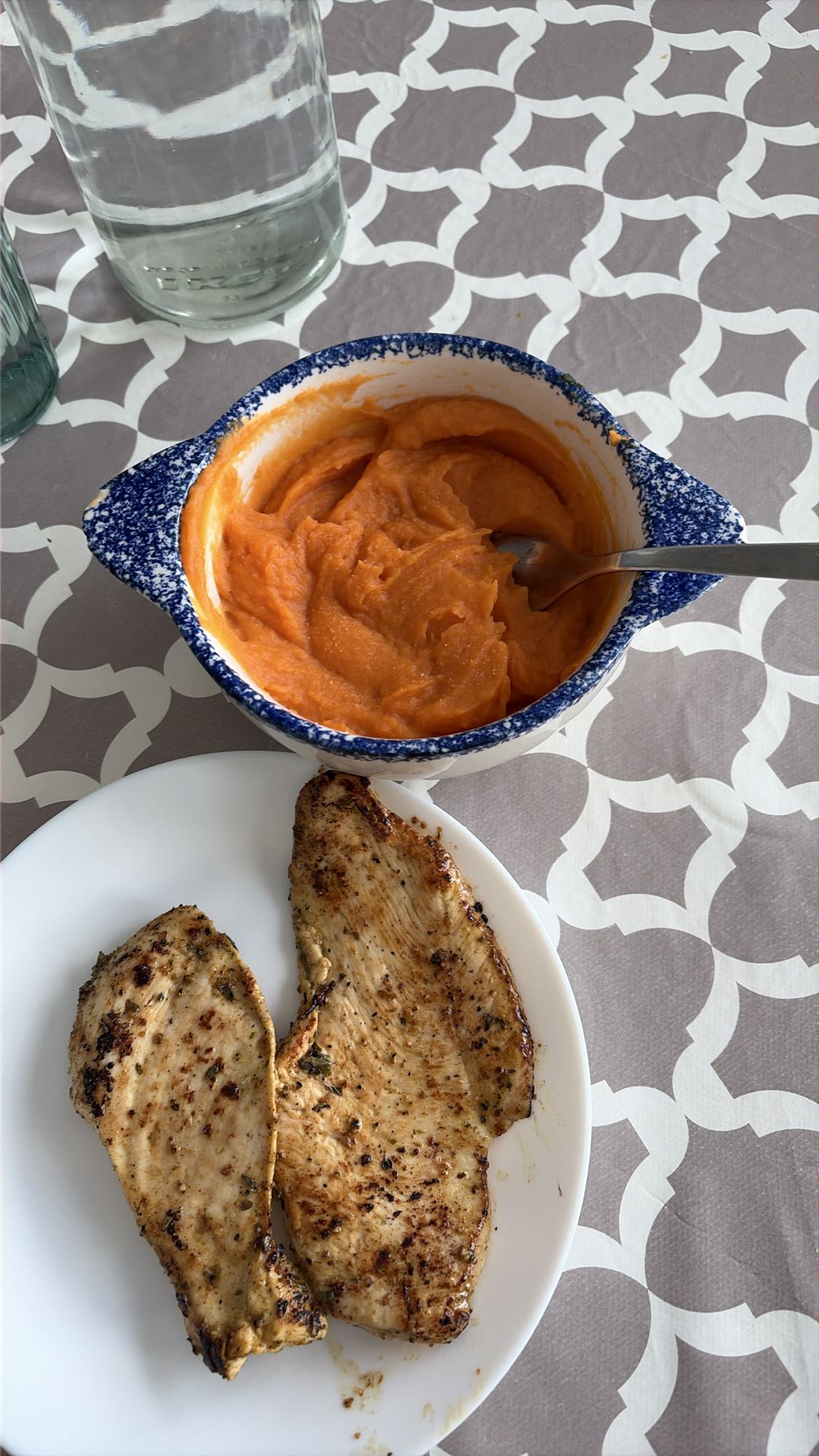 Poulet grillé et purée