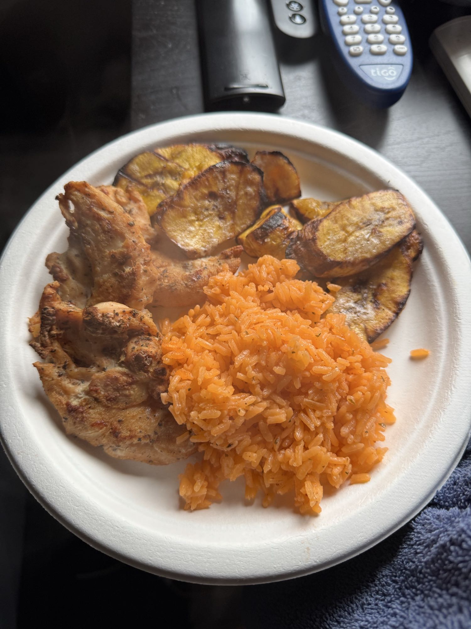 Pollo, arroz y plátano