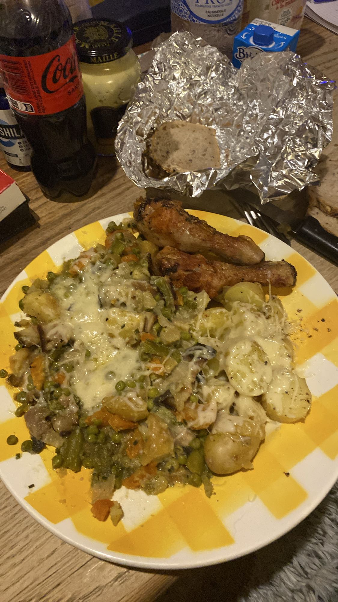 Poulet et légumes gratinés