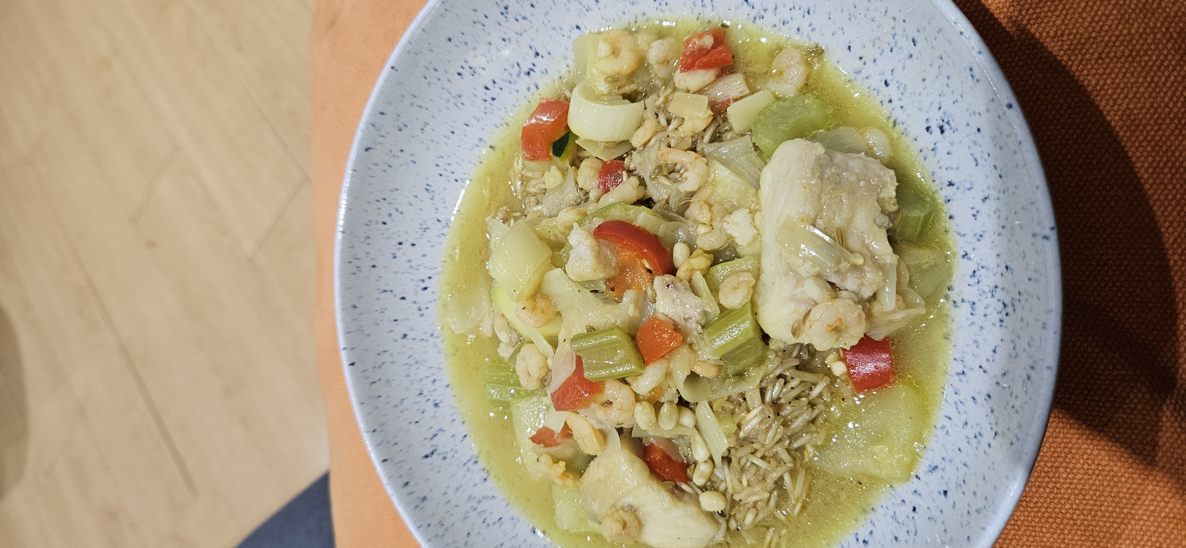 Chicken shrimp veggie stew