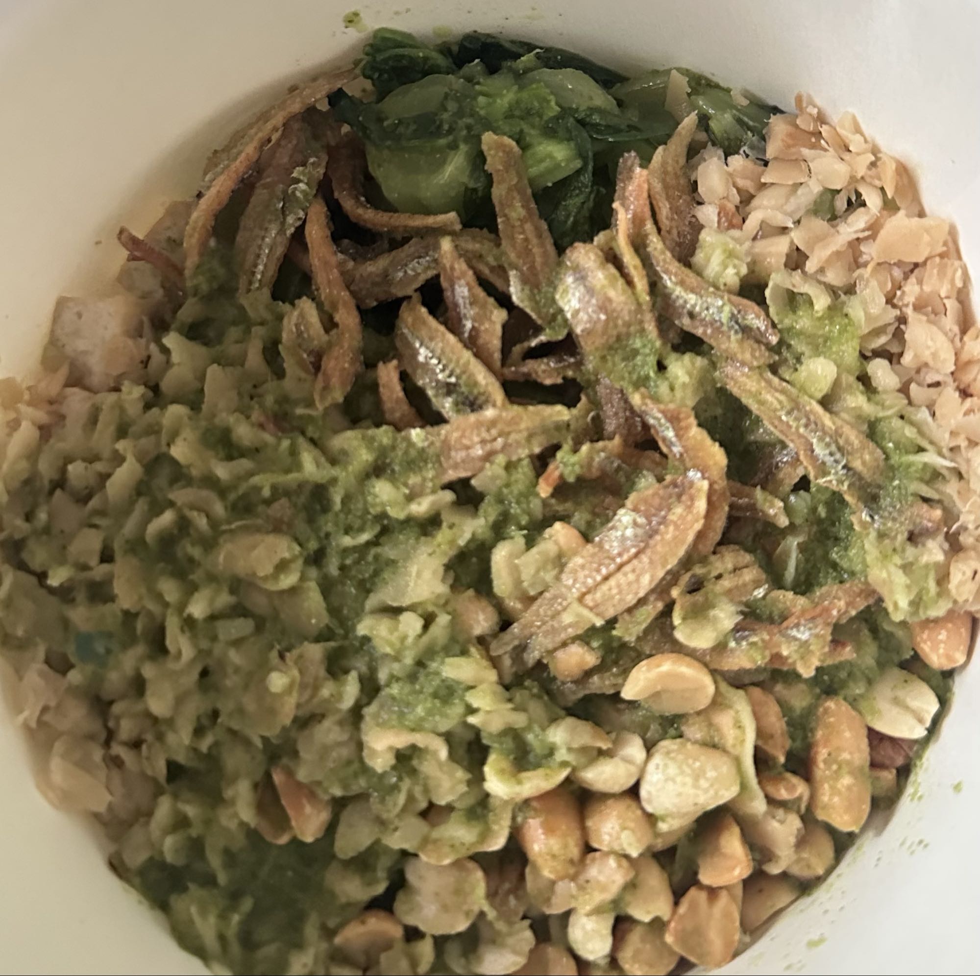 Oats with anchovies & nuts