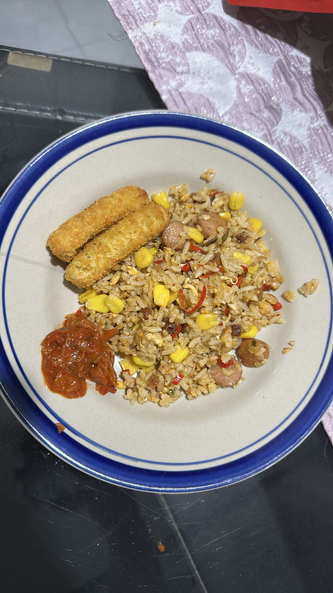 Fried Rice with Corn & Sticks