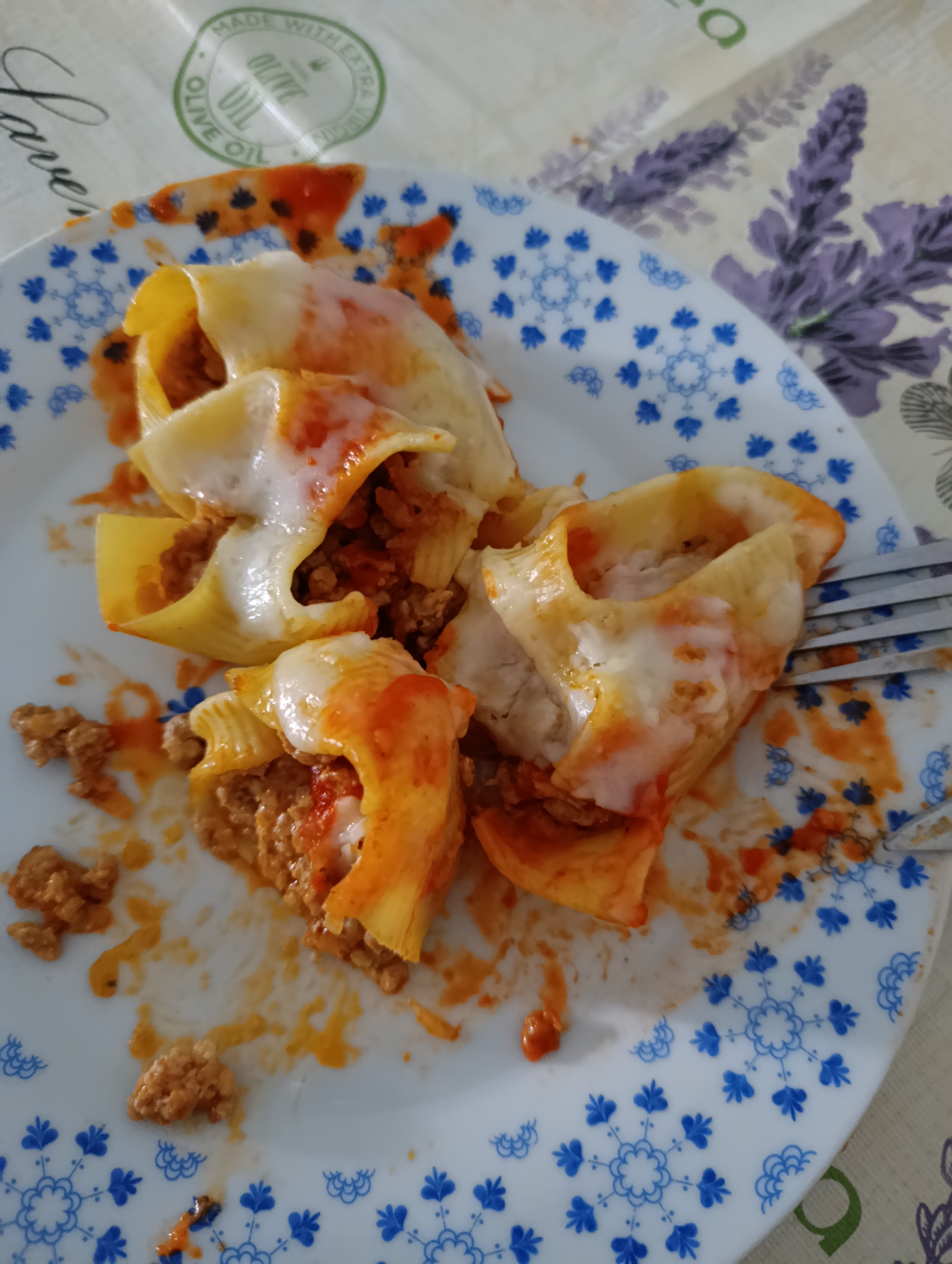 Pasta rellena con carne