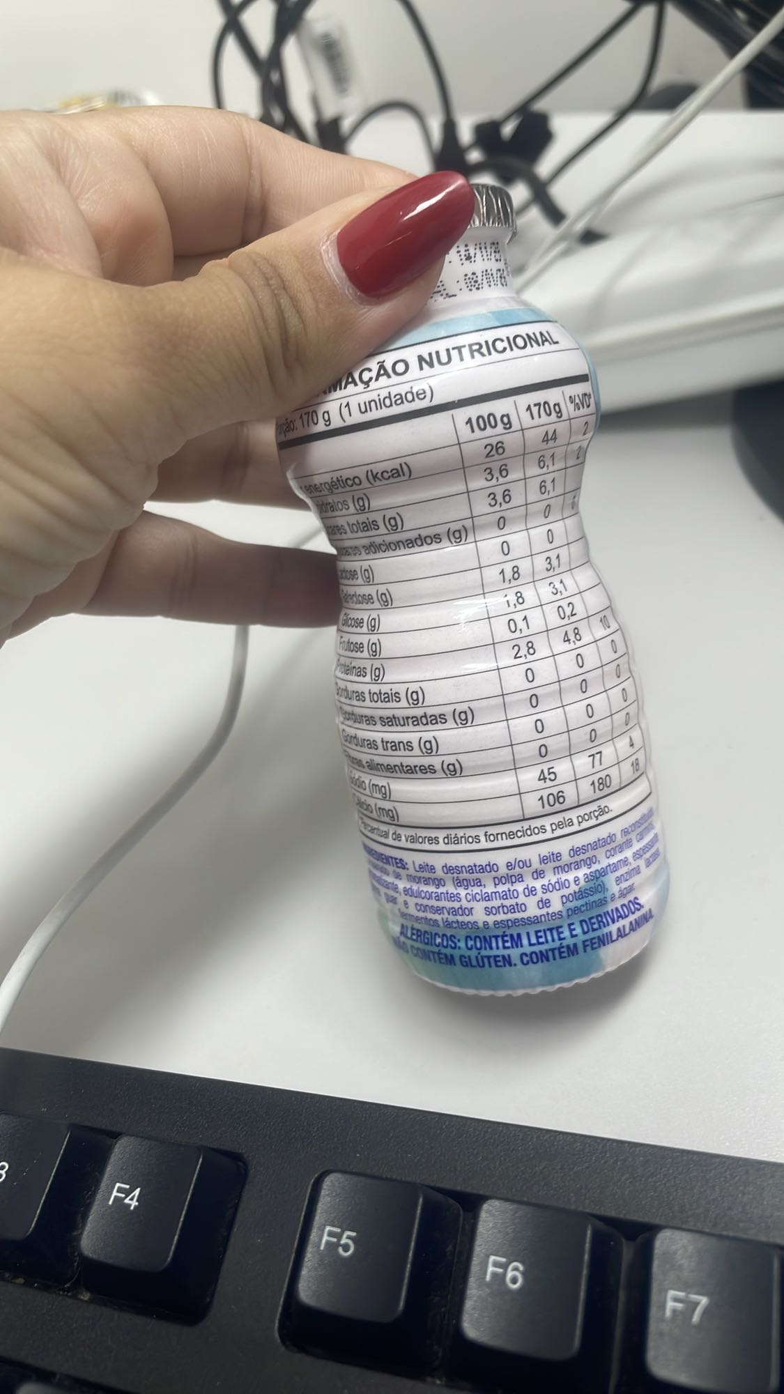 Iogurte desnatado morango