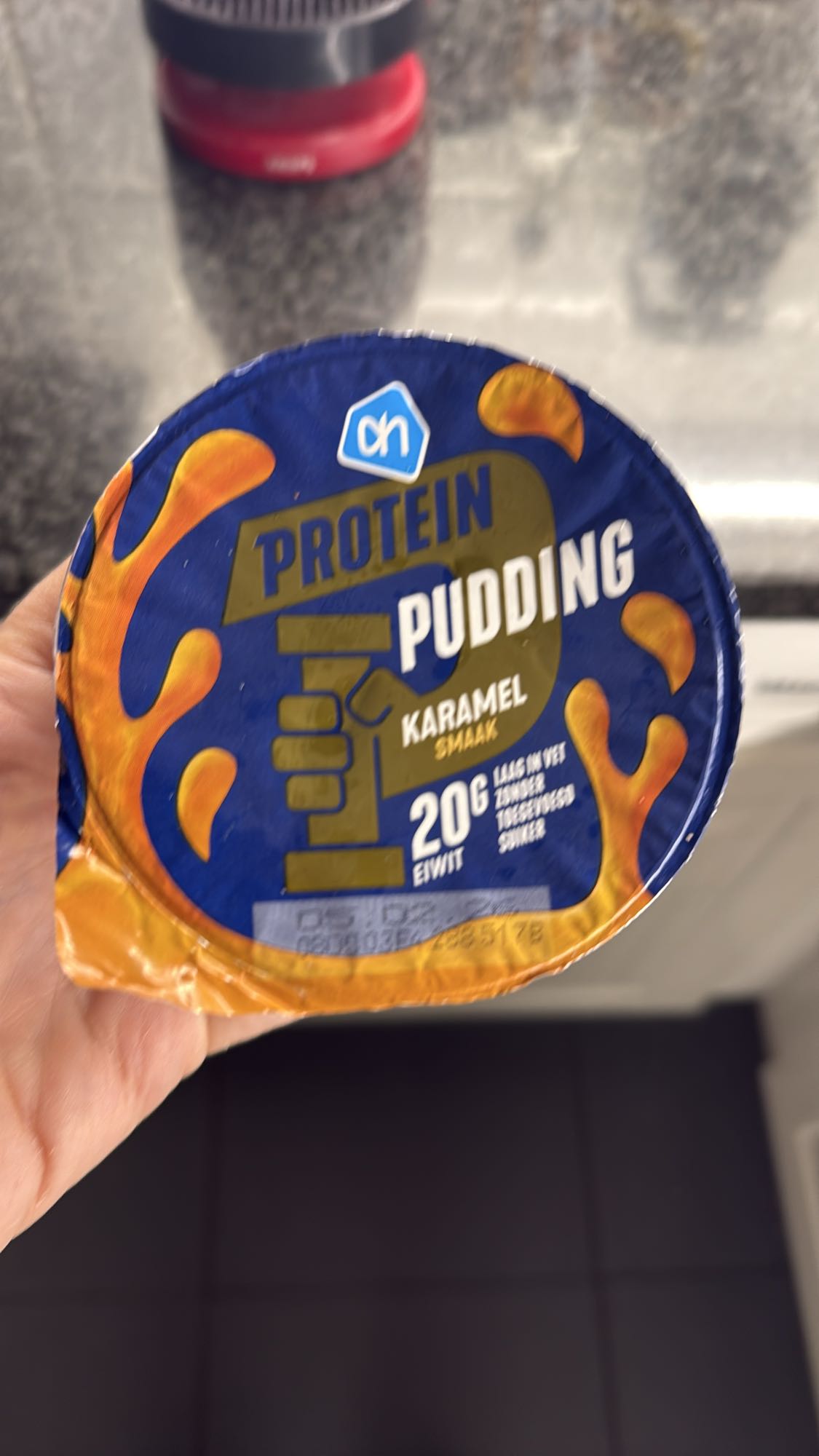 Karamel proteïnepudding