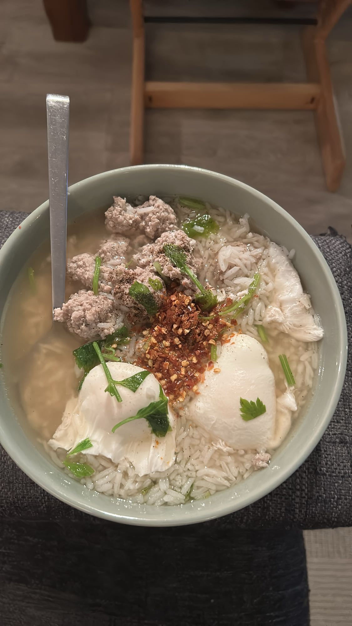 Risgrøt med kjøtt og egg