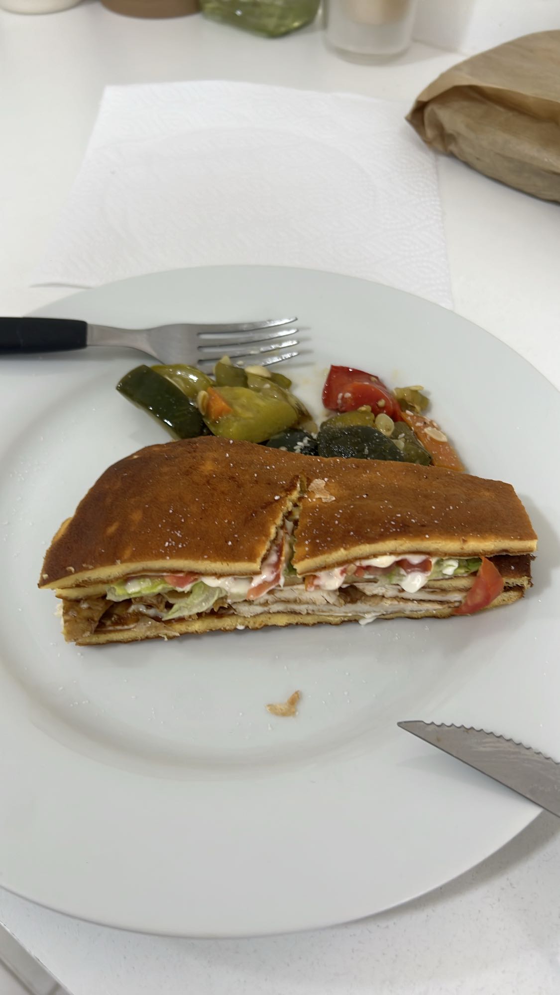 Stuffed sandwich & veggies