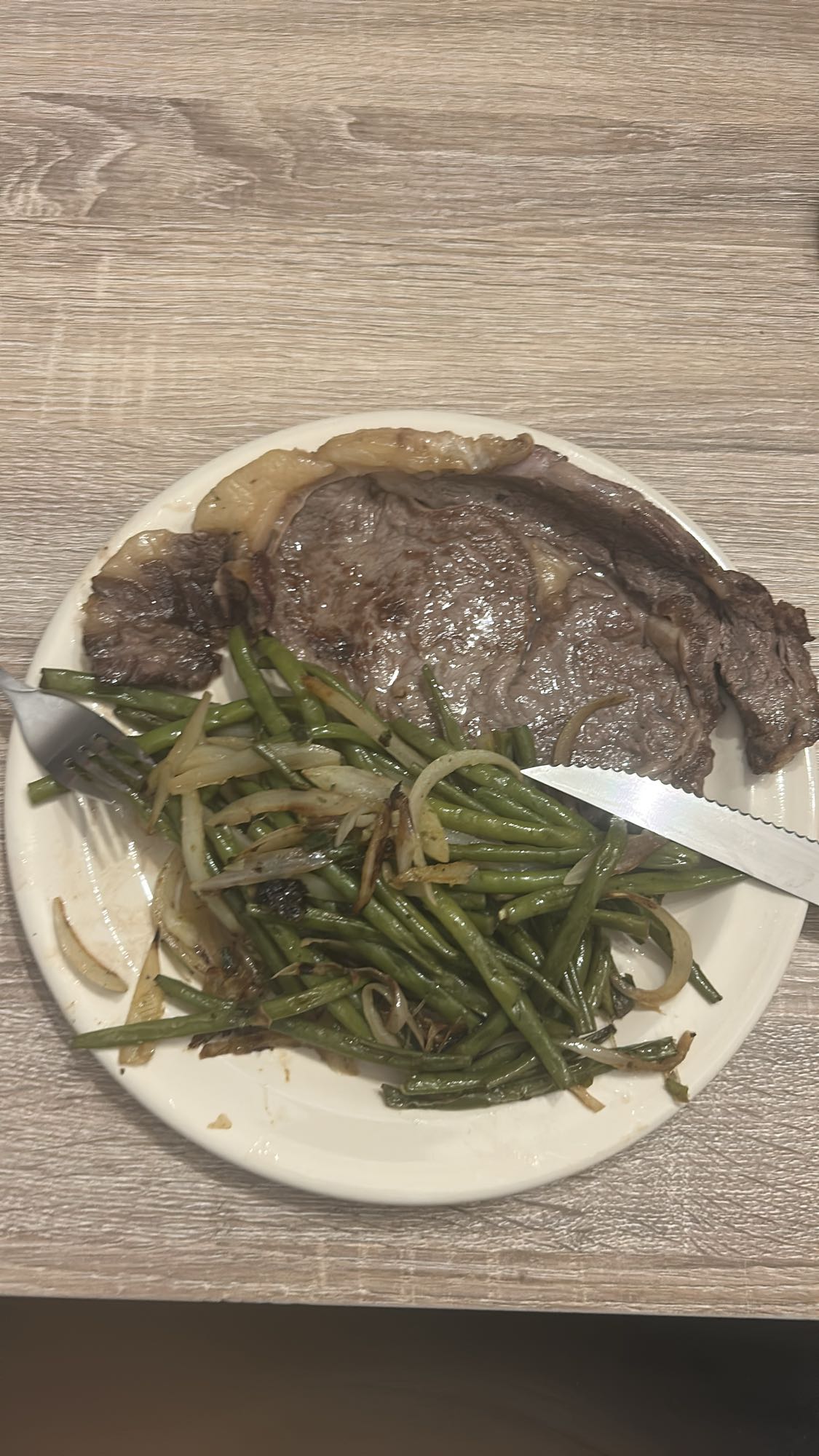 Steak et haricots verts