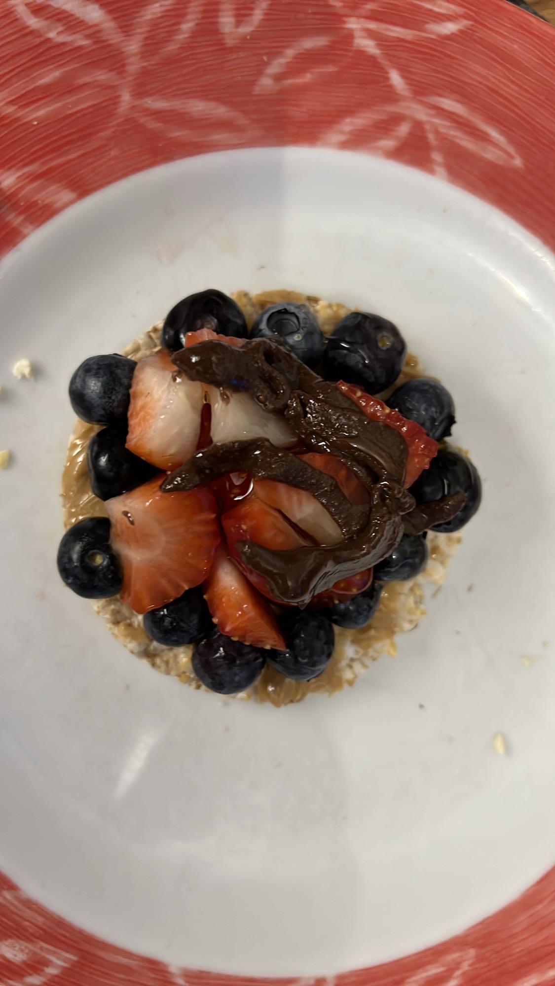 Fruta con crema de cacao