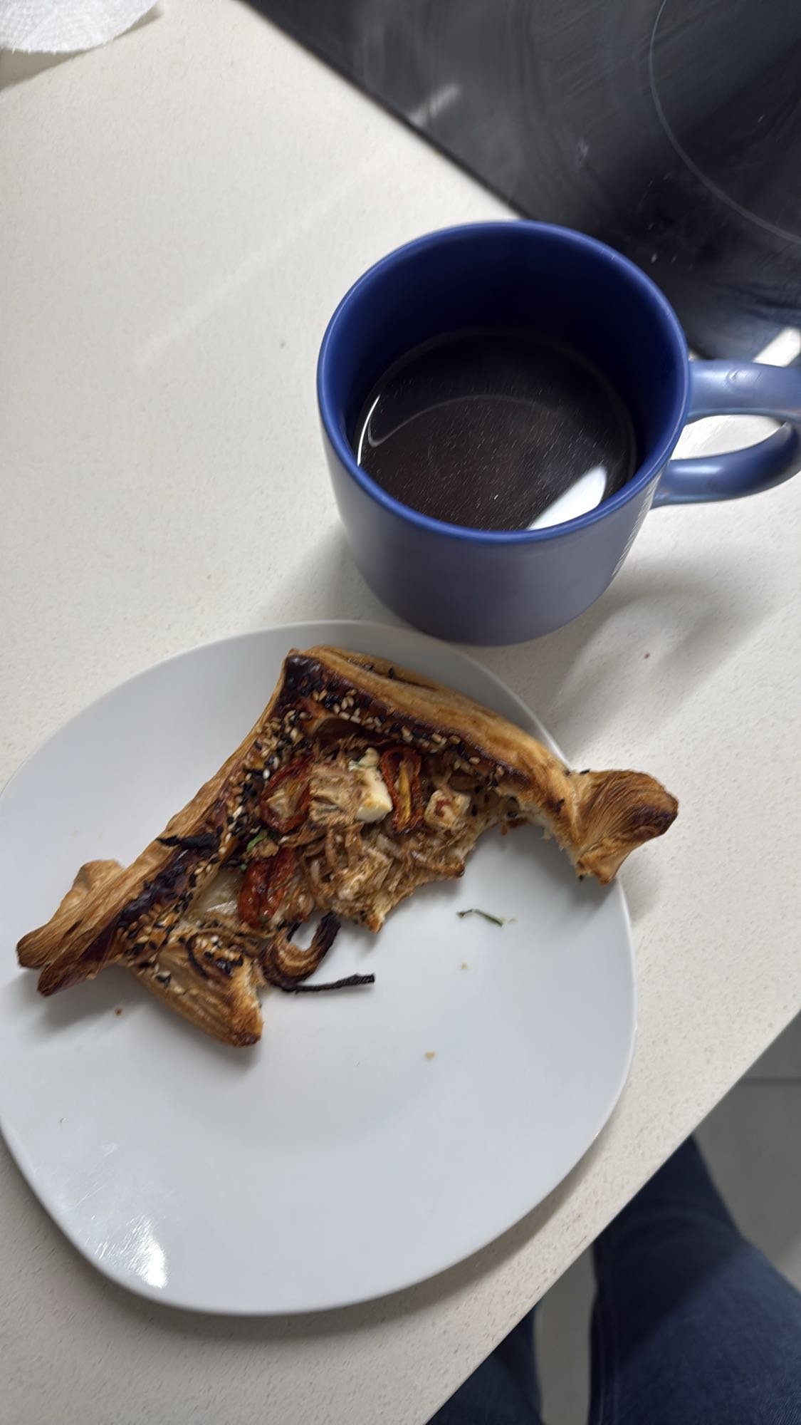 Savory pastry with coffee