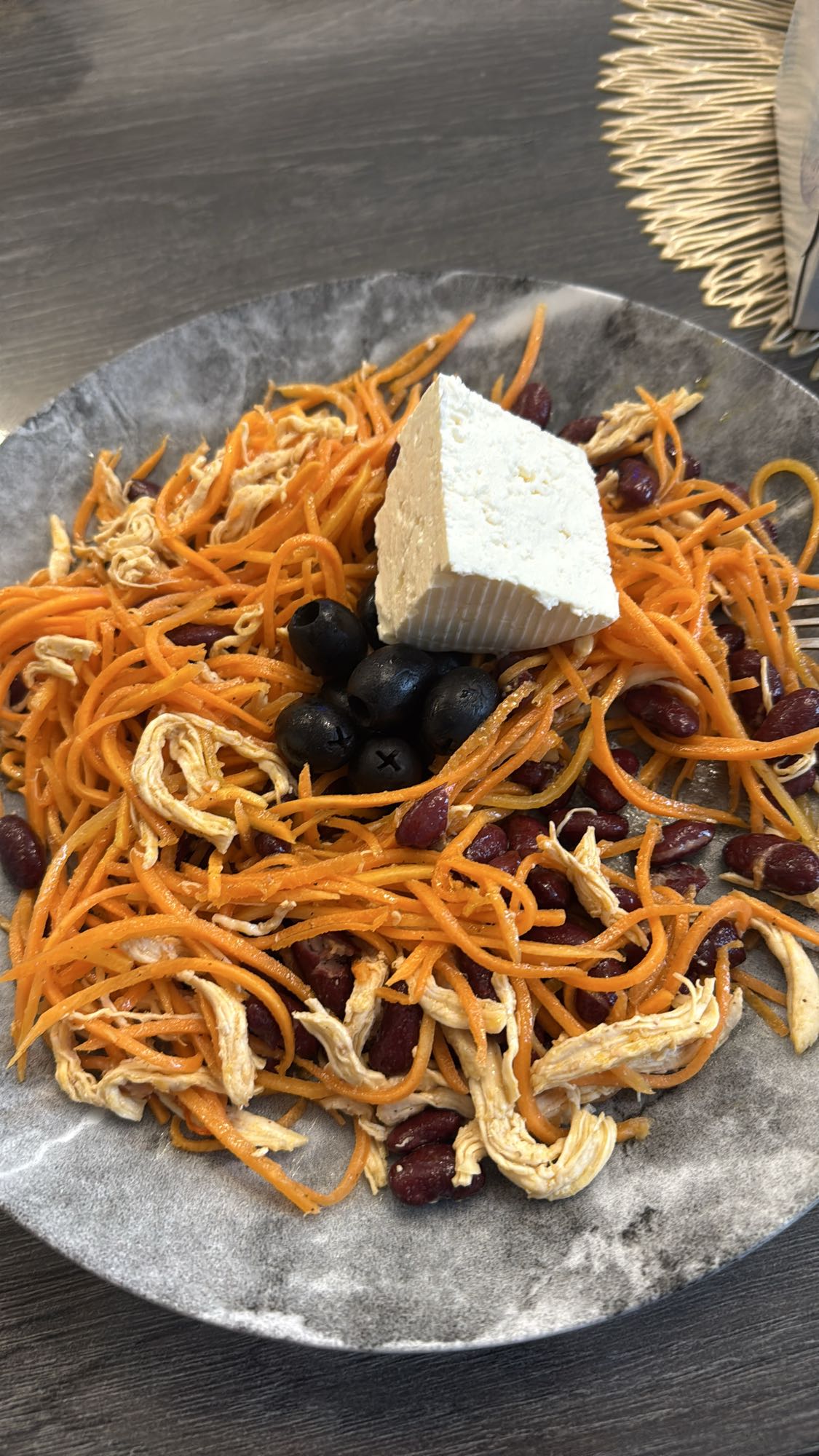 Salade carotte poulet feta