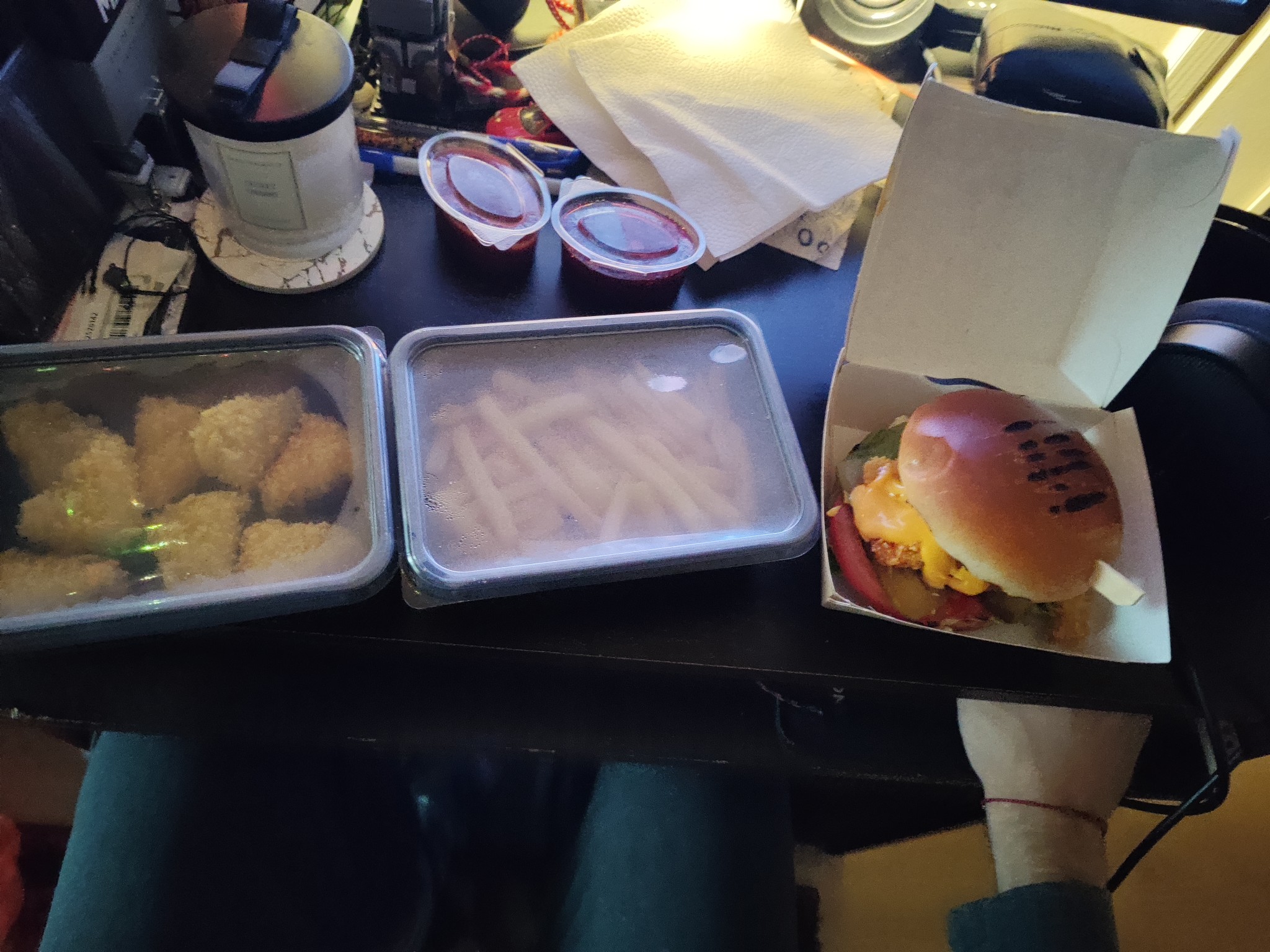 Burger, fries, nuggets