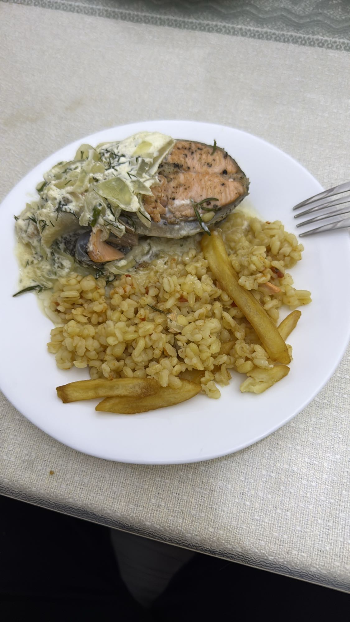 лосось с булгуром