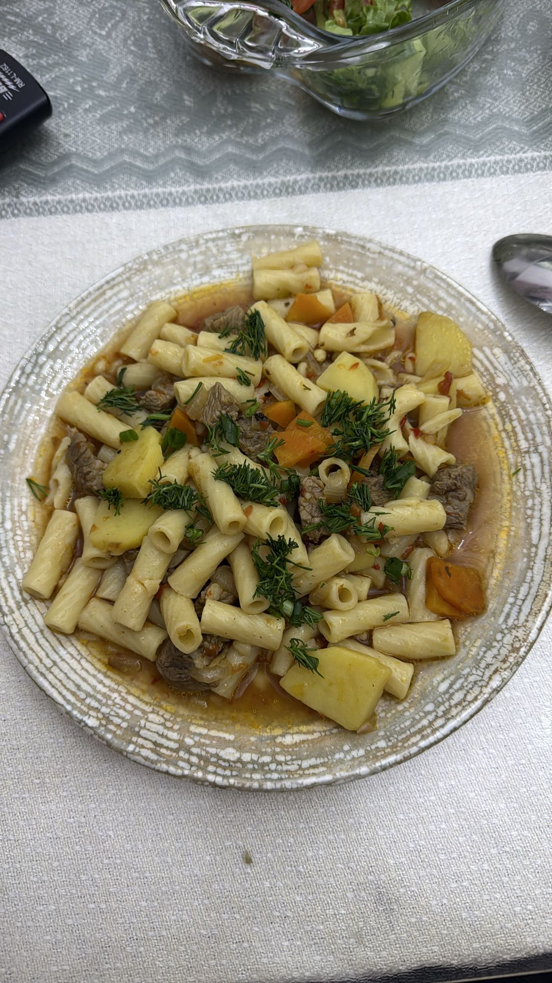 макароны с мясом и овощами