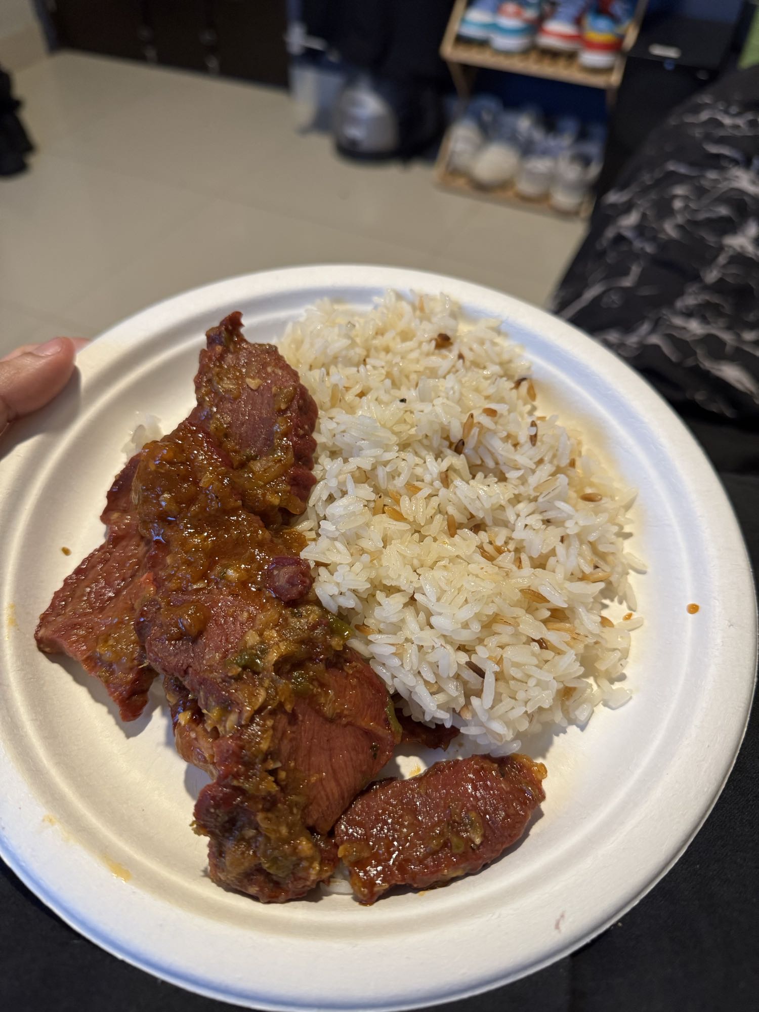 Arroz con carne en salsa