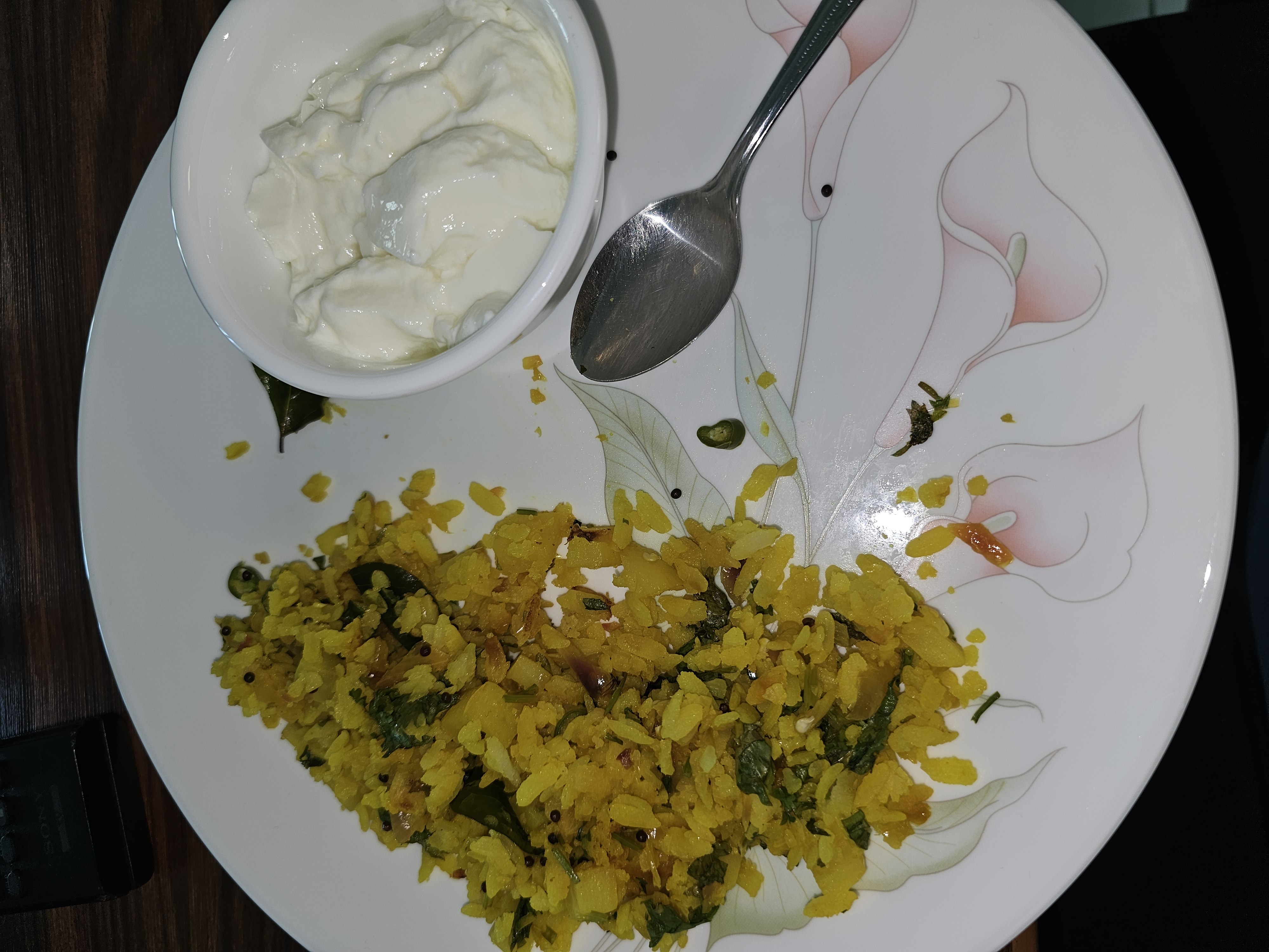 Poha with curd