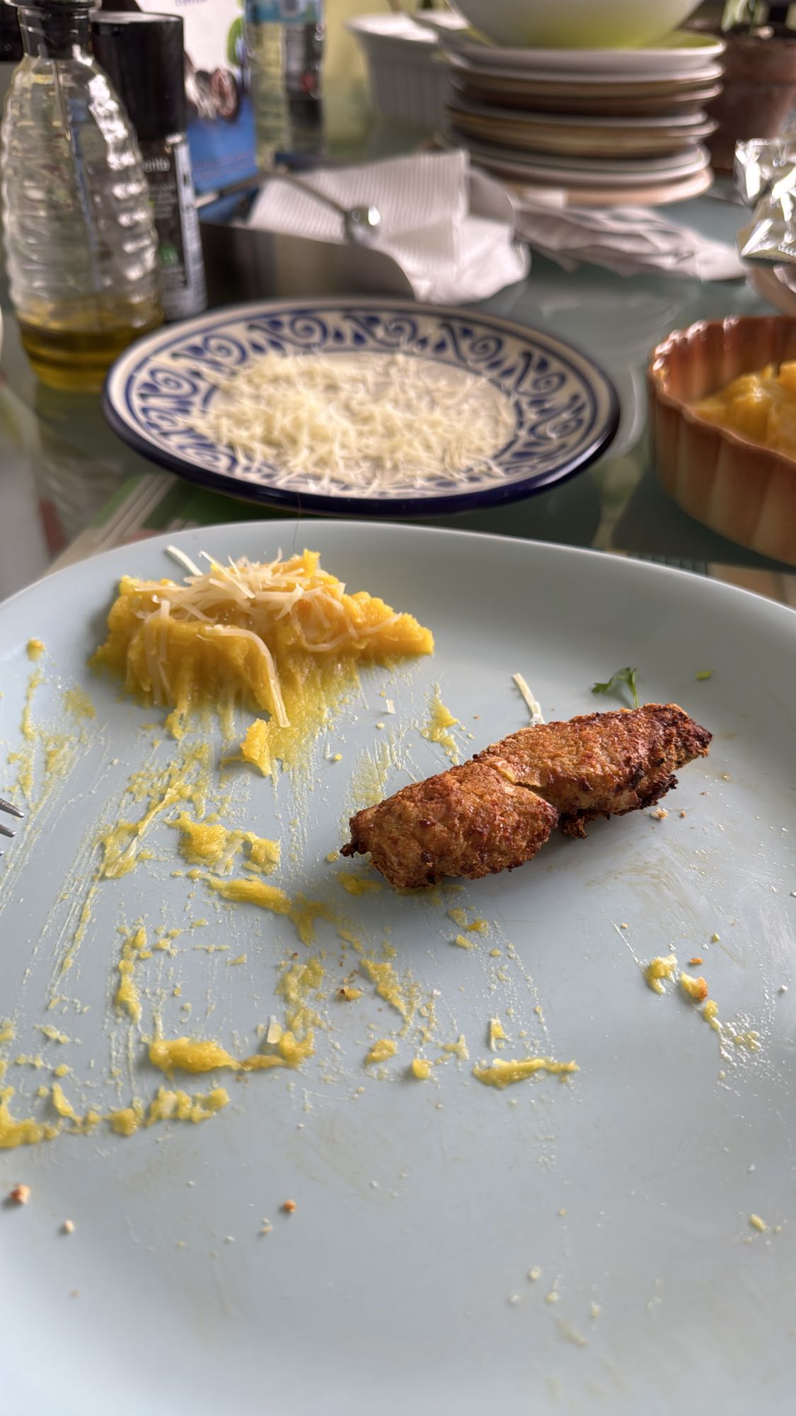 puré con queso y pollo