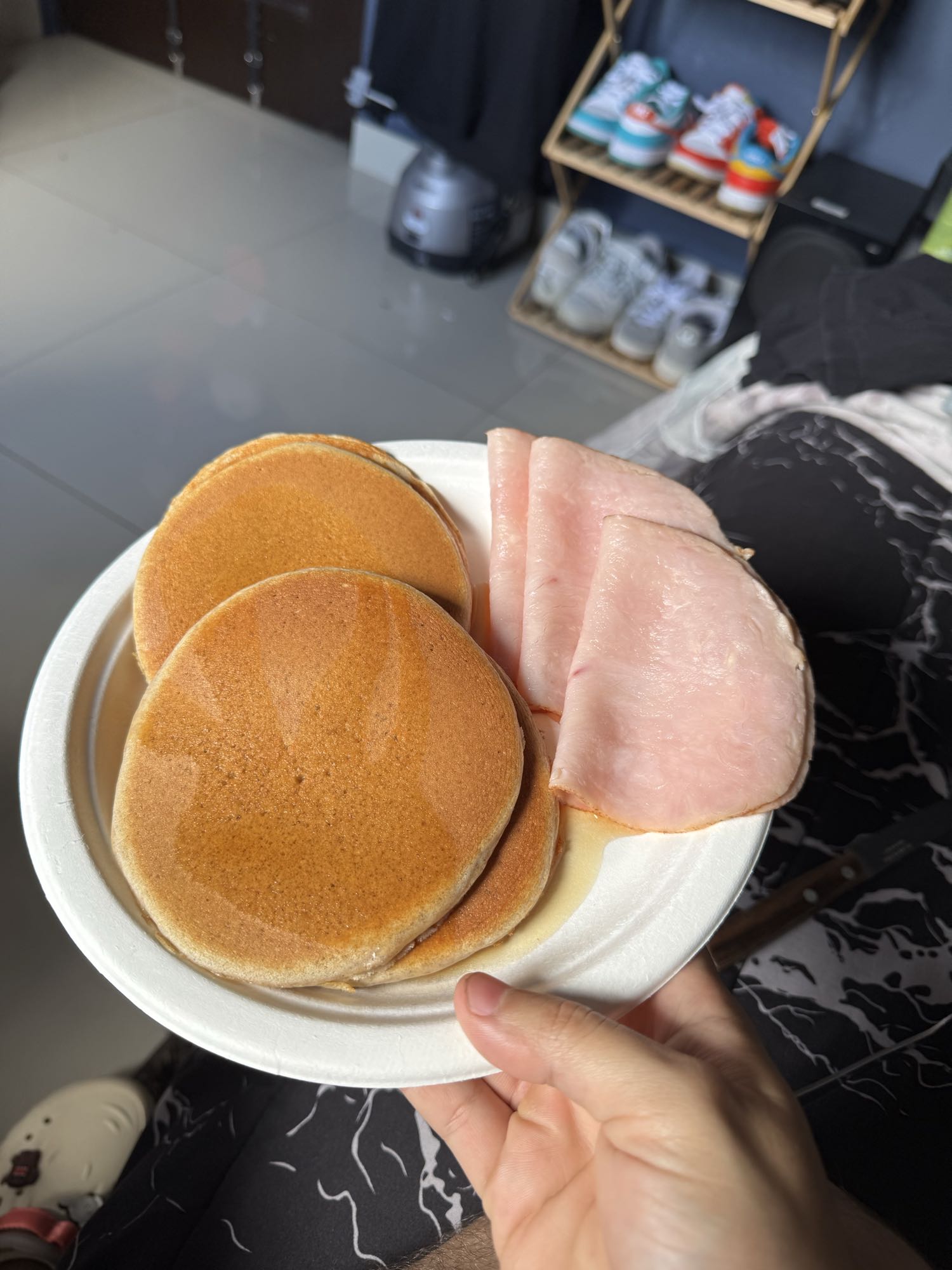 panqueques con jamón de pavo