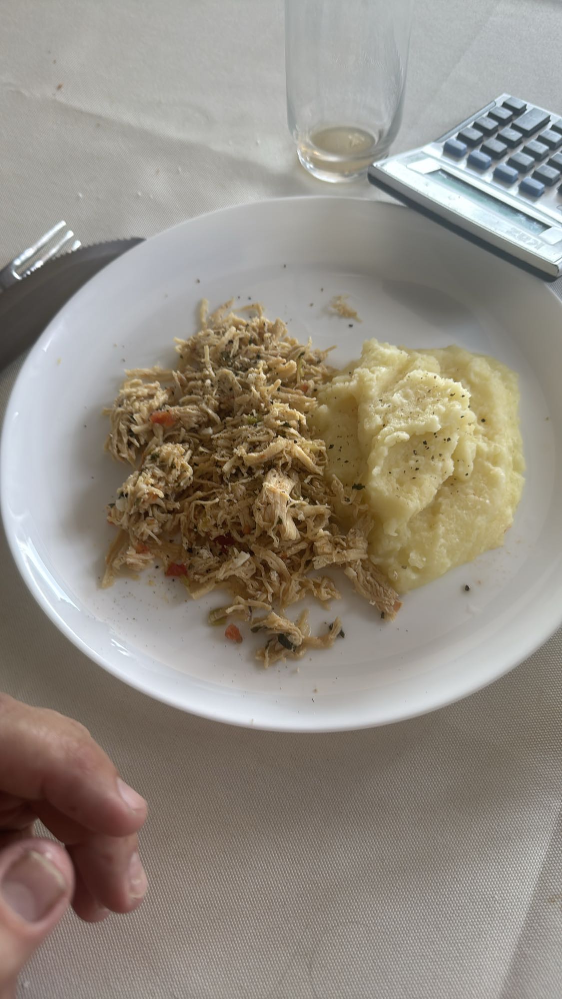 Frango desfiado e purê