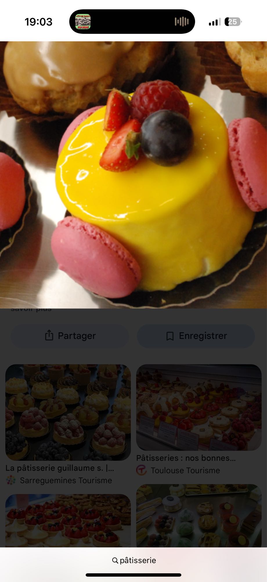 Gâteau pâtissier fruits