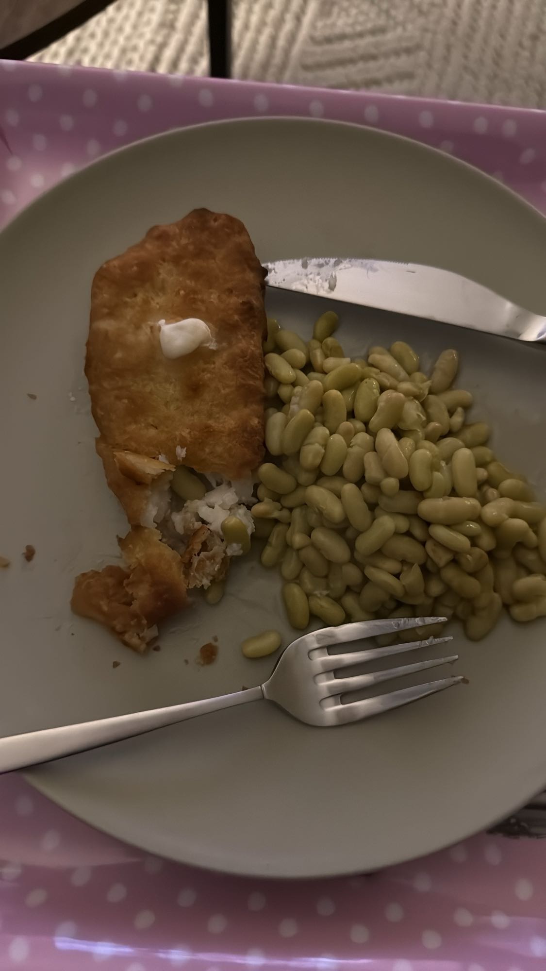 Poisson pané et haricots