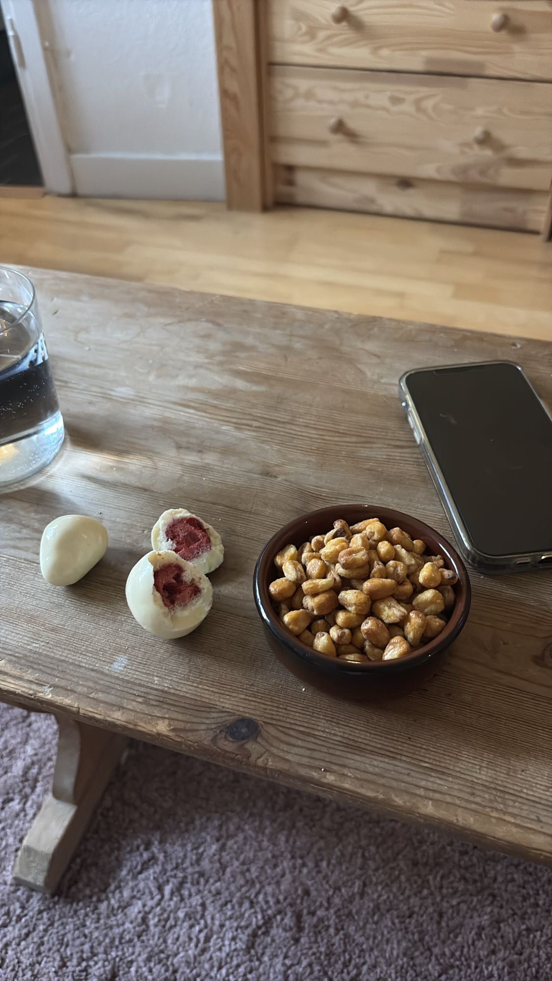 Snacks med choklad och majs