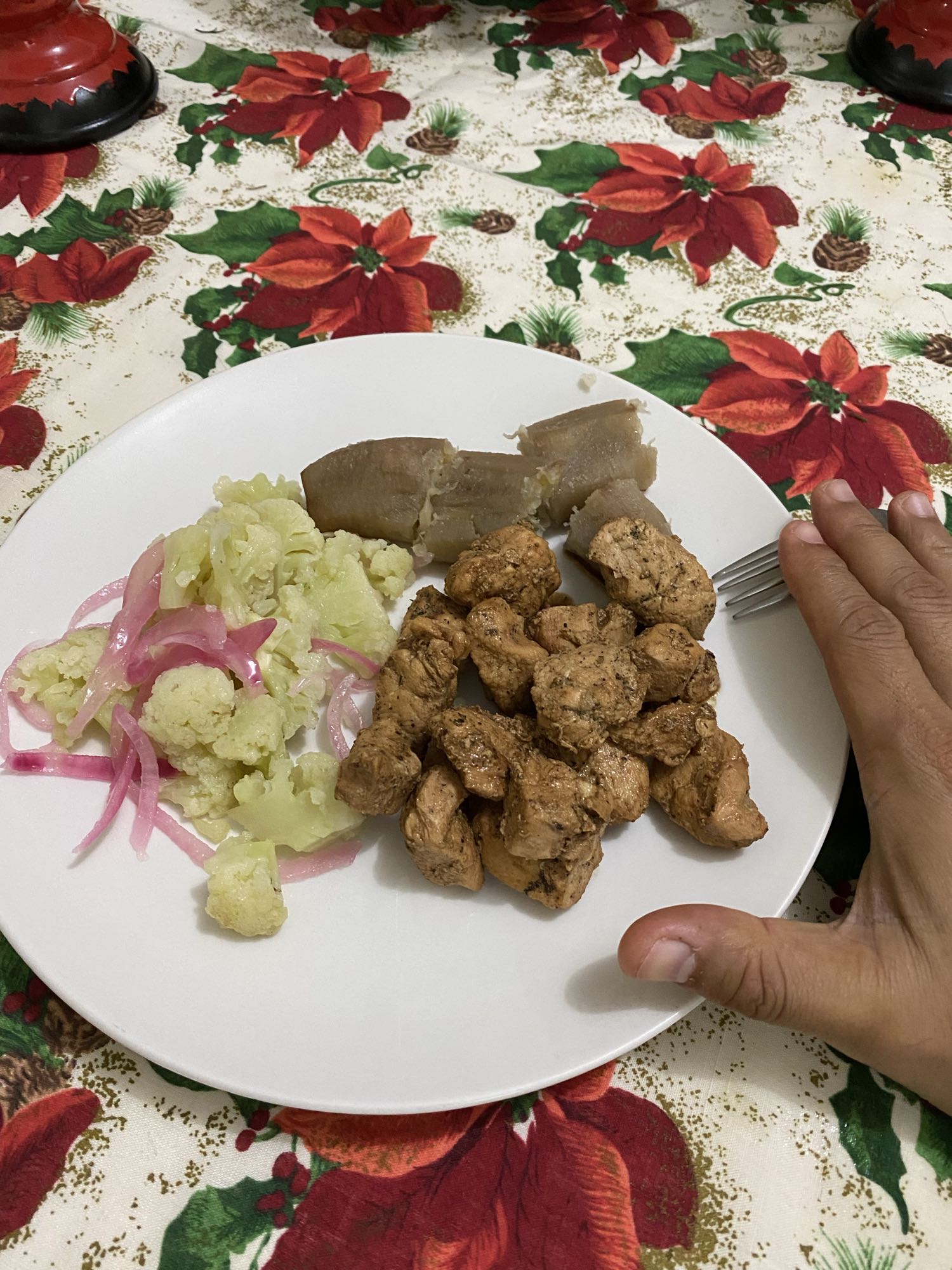 Pollo con yuca y ensalada