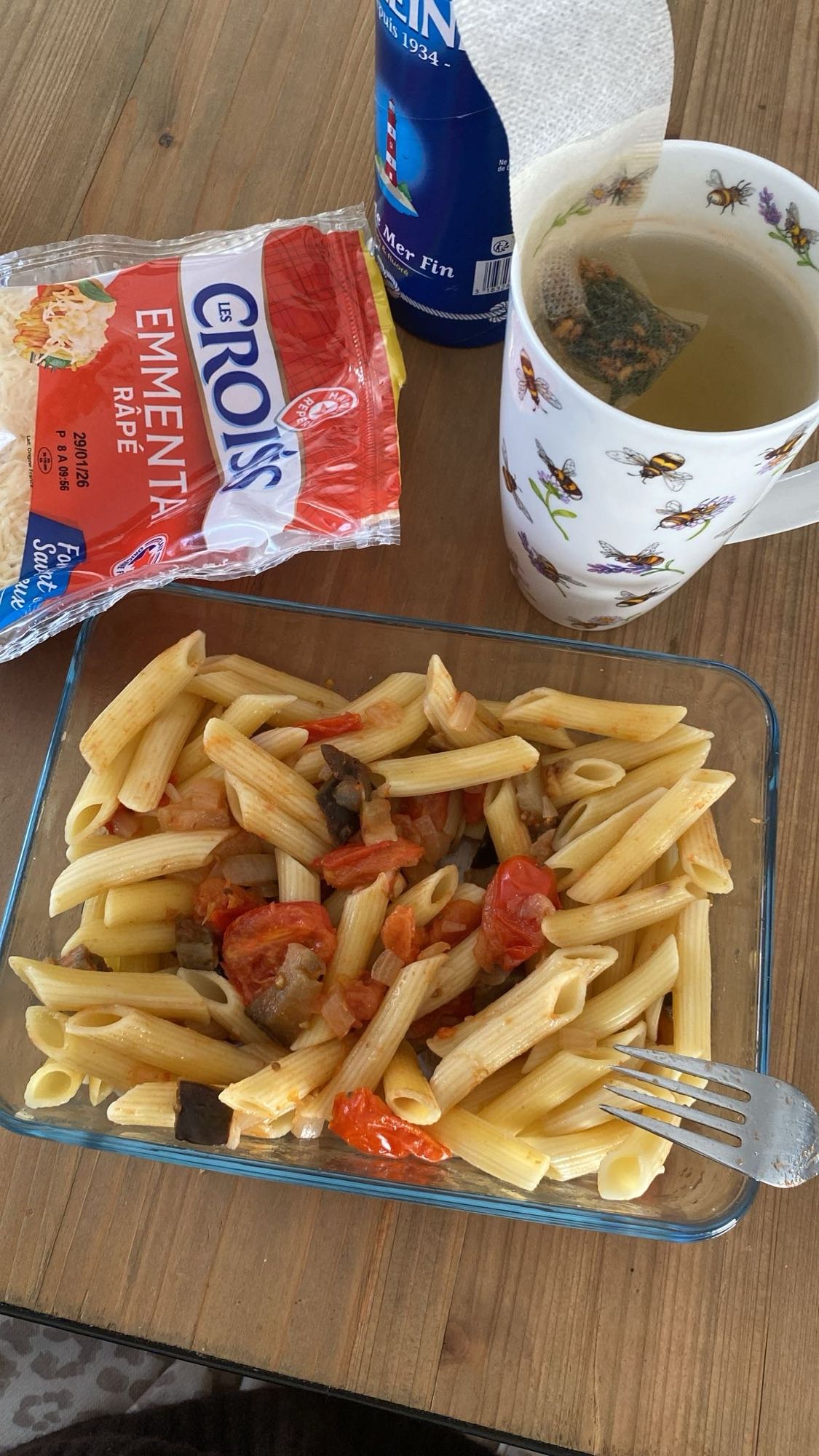 Pâtes légumes et emmental