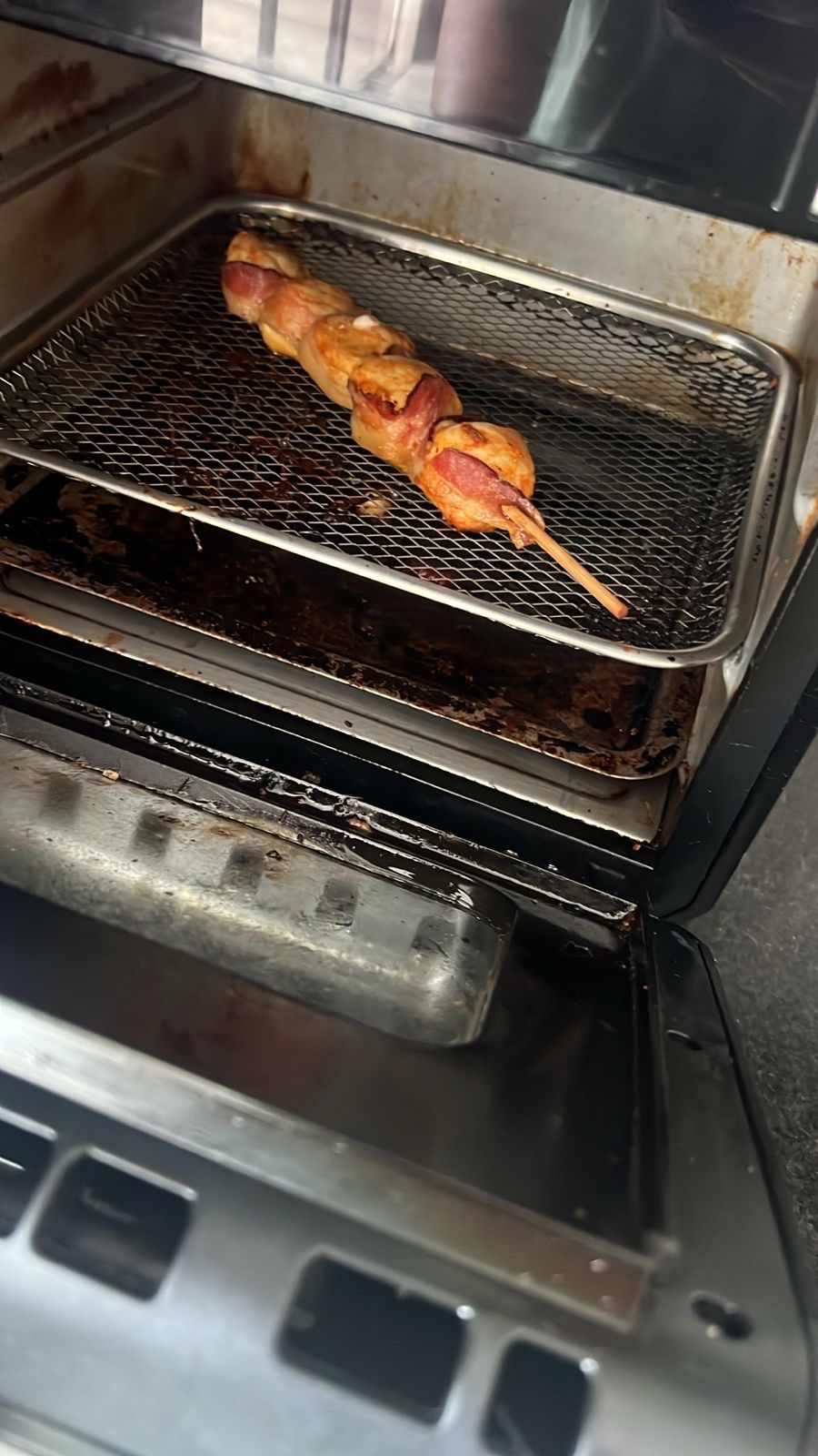 Espetinho de frango e bacon