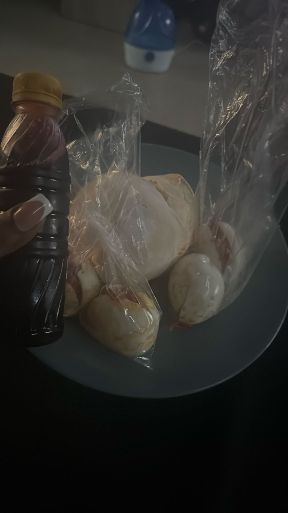 Eggs with pita and sauce