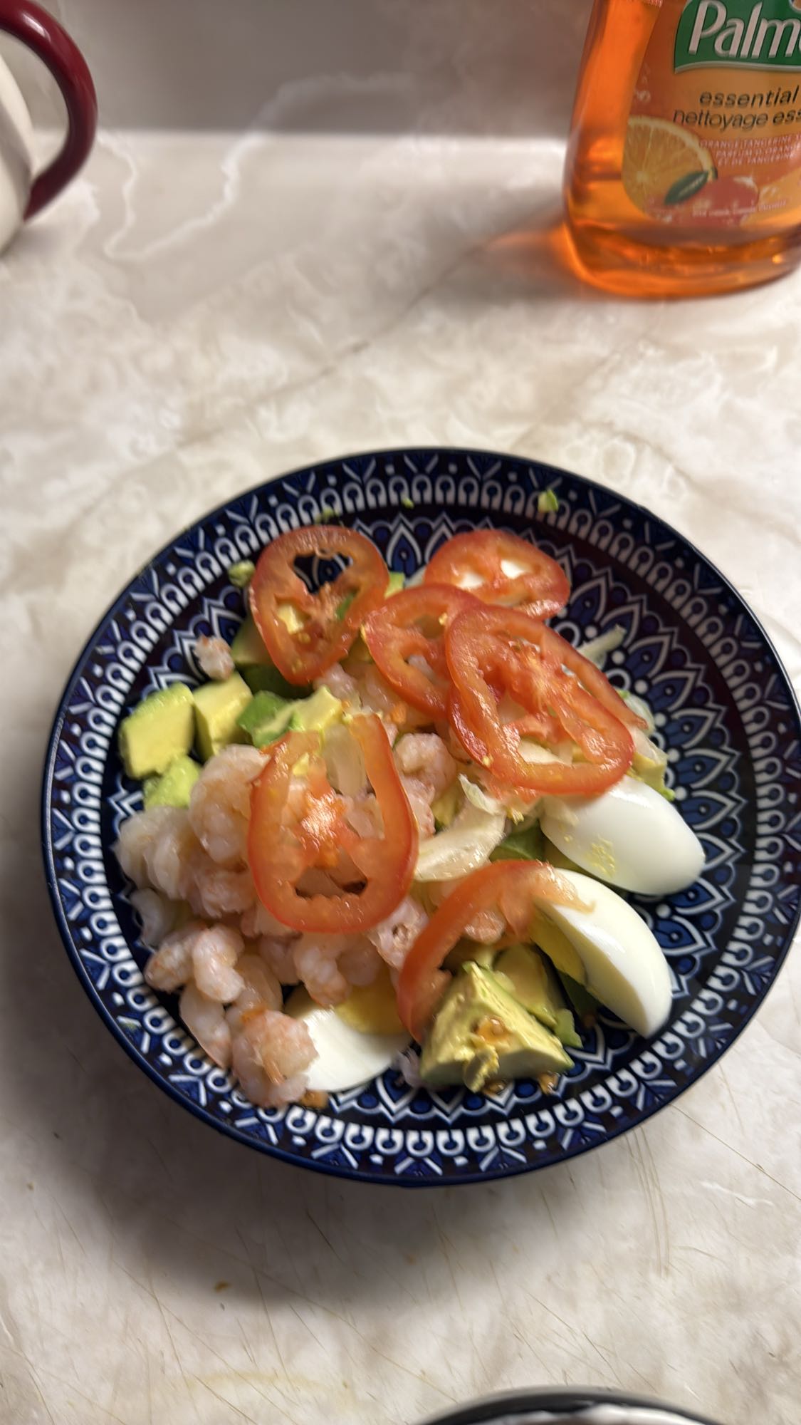 Salade crevettes avocat œuf