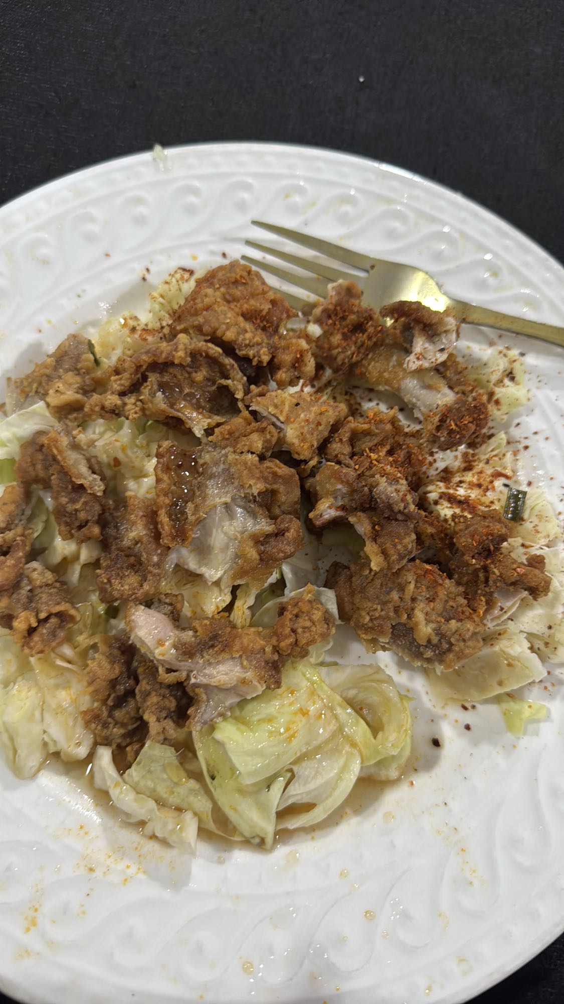 Fried Chicken with Cabbage