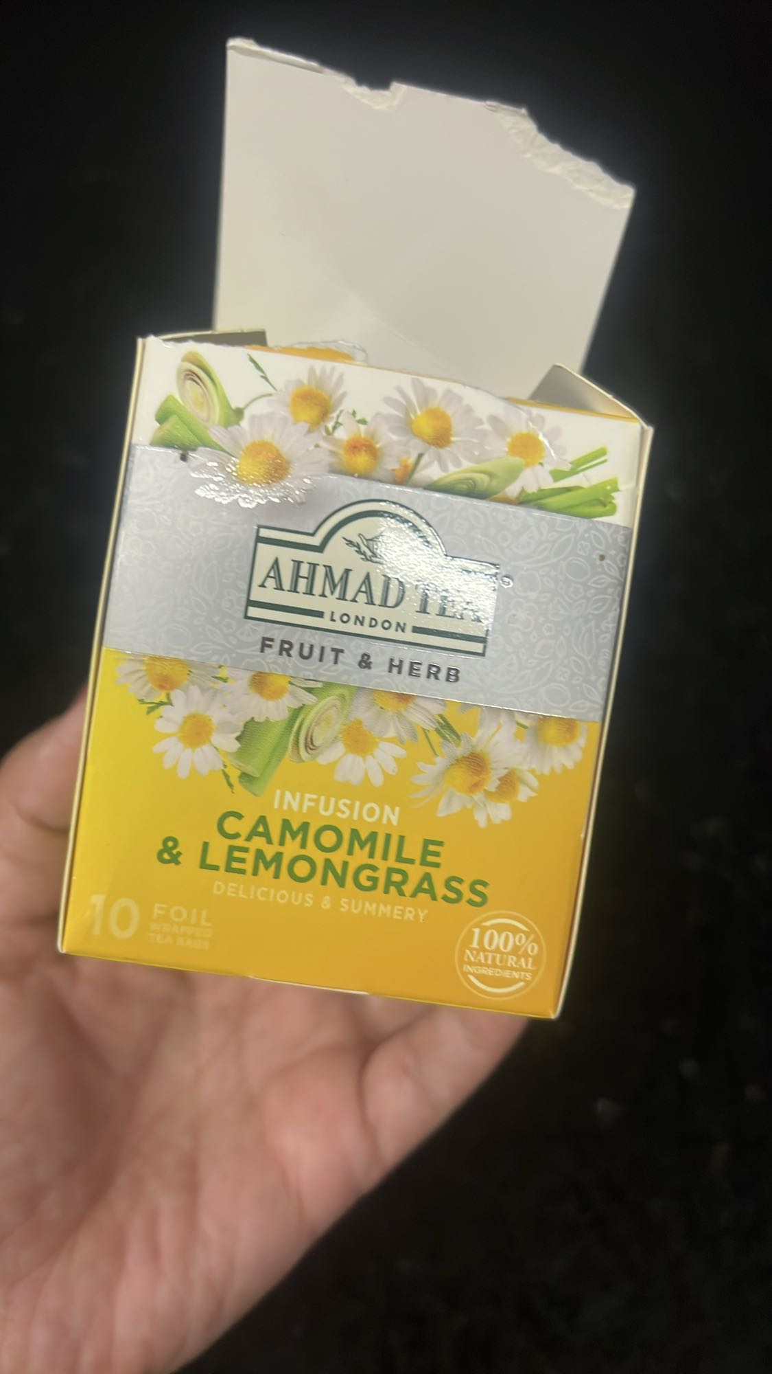 Chá camomila e capim-limão